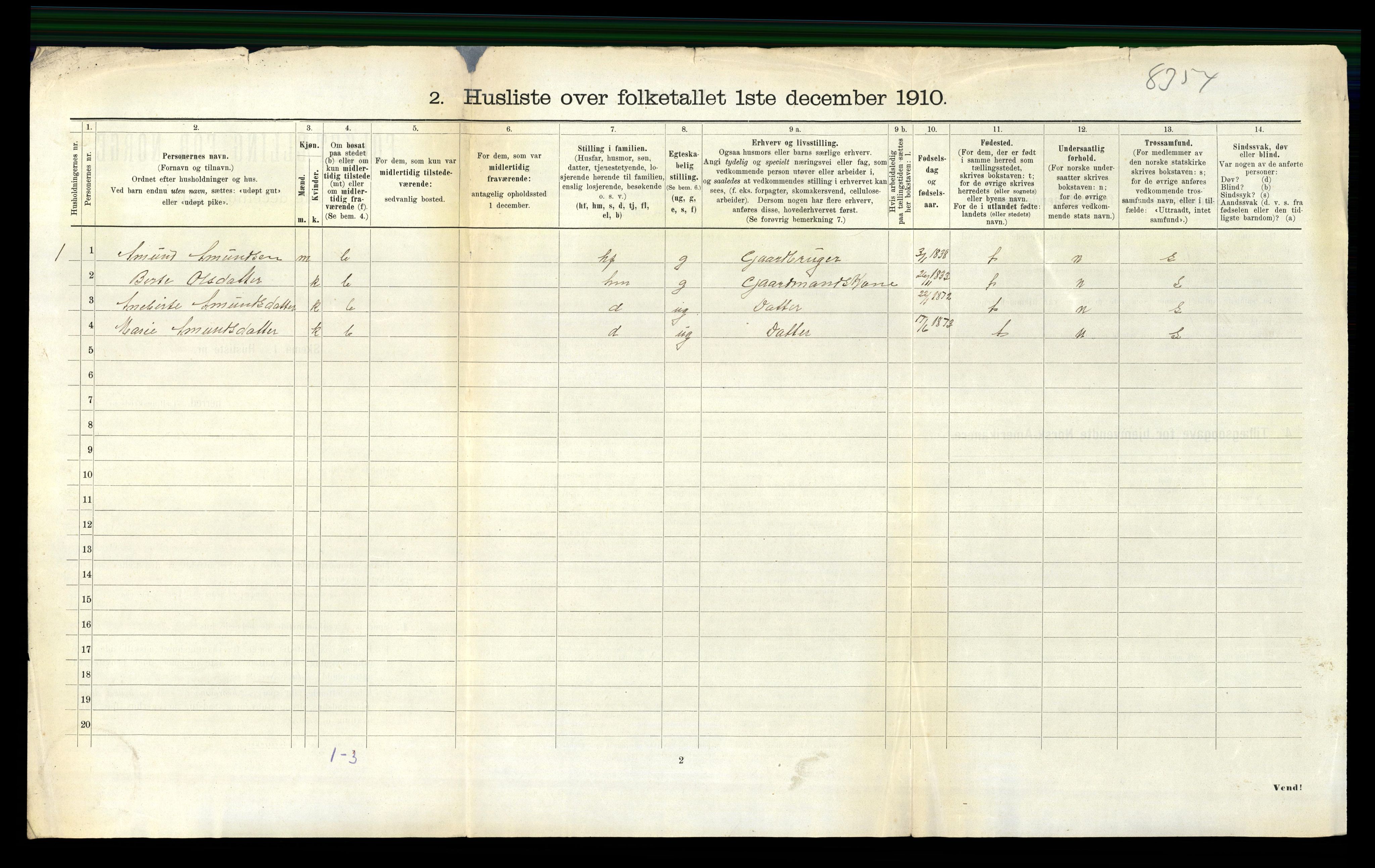 RA, 1910 census for Vanylven, 1910, p. 498