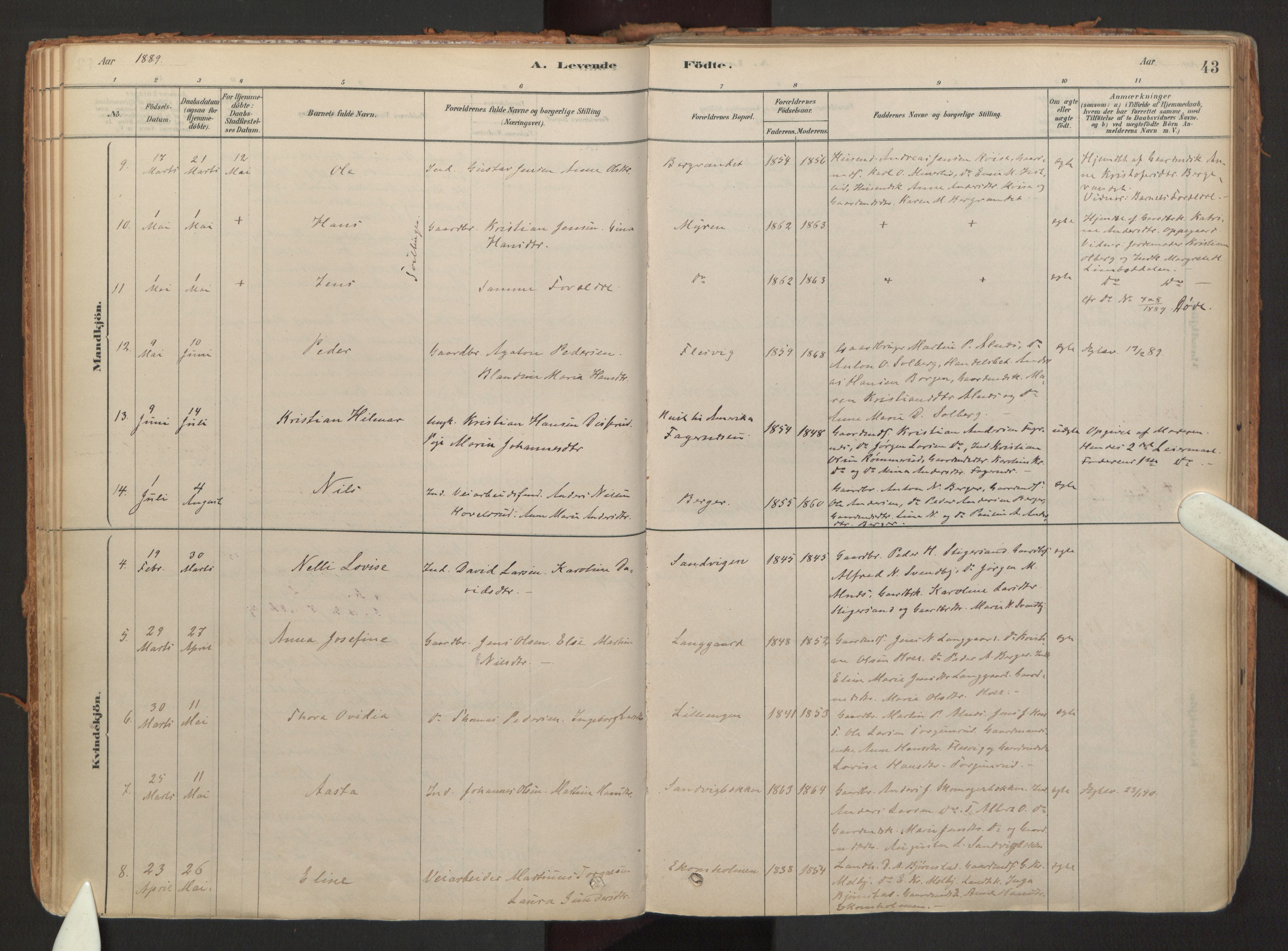 Hurdal prestekontor Kirkebøker, AV/SAO-A-10889/F/Fb/L0003: Parish register (official) no. II 3, 1878-1920, p. 43