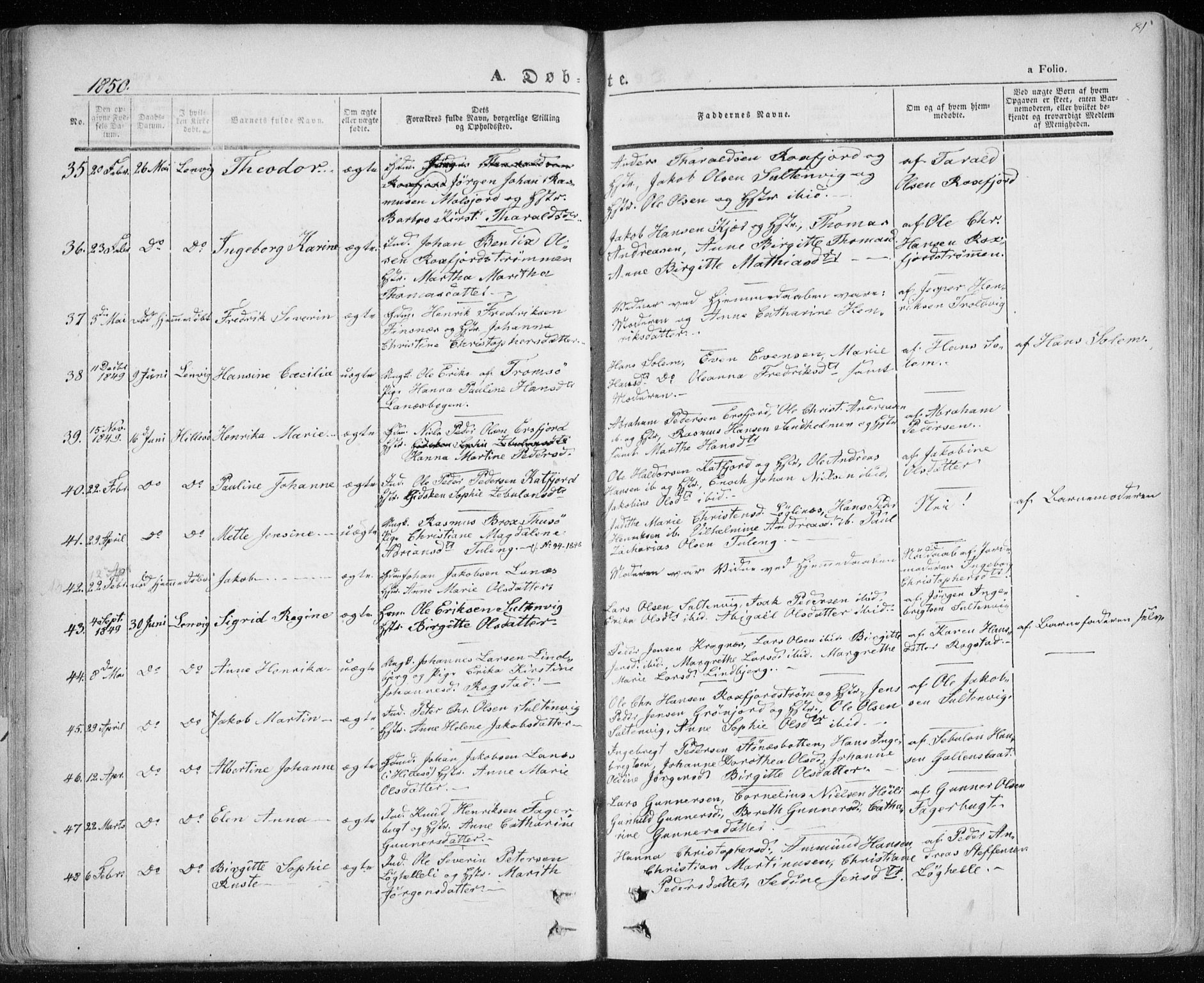 Lenvik sokneprestembete, SATØ/S-1310/H/Ha/Haa/L0006kirke: Parish register (official) no. 6, 1845-1854, p. 81