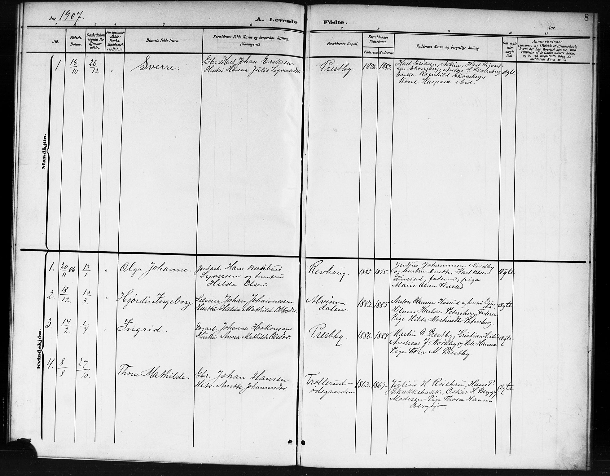 Spydeberg prestekontor Kirkebøker, AV/SAO-A-10924/G/Gc/L0001: Parish register (copy) no. III 1, 1901-1917, p. 8