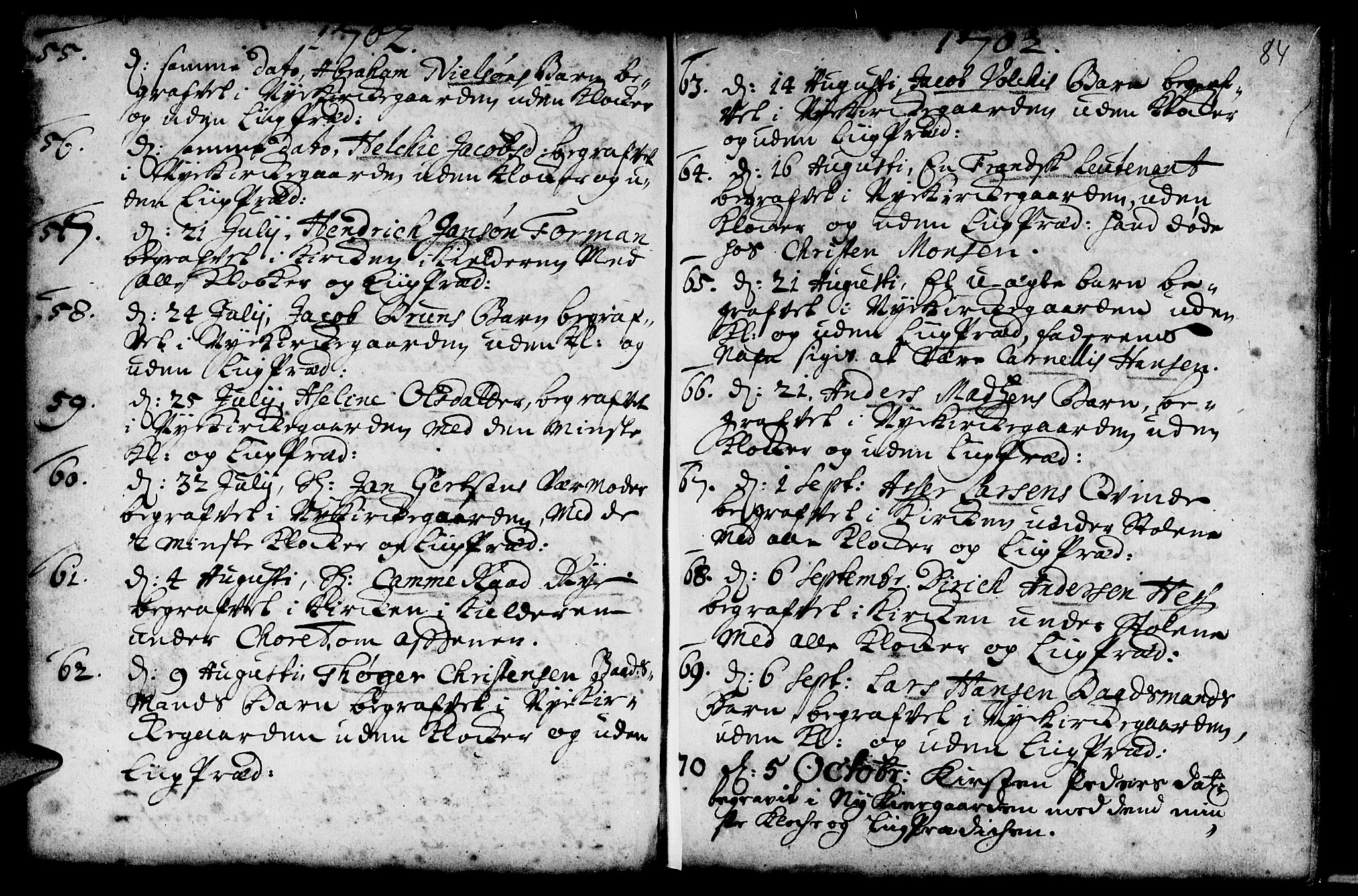 Nykirken Sokneprestembete, AV/SAB-A-77101/H/Haa/L0009: Parish register (official) no. A 9, 1689-1759, p. 84