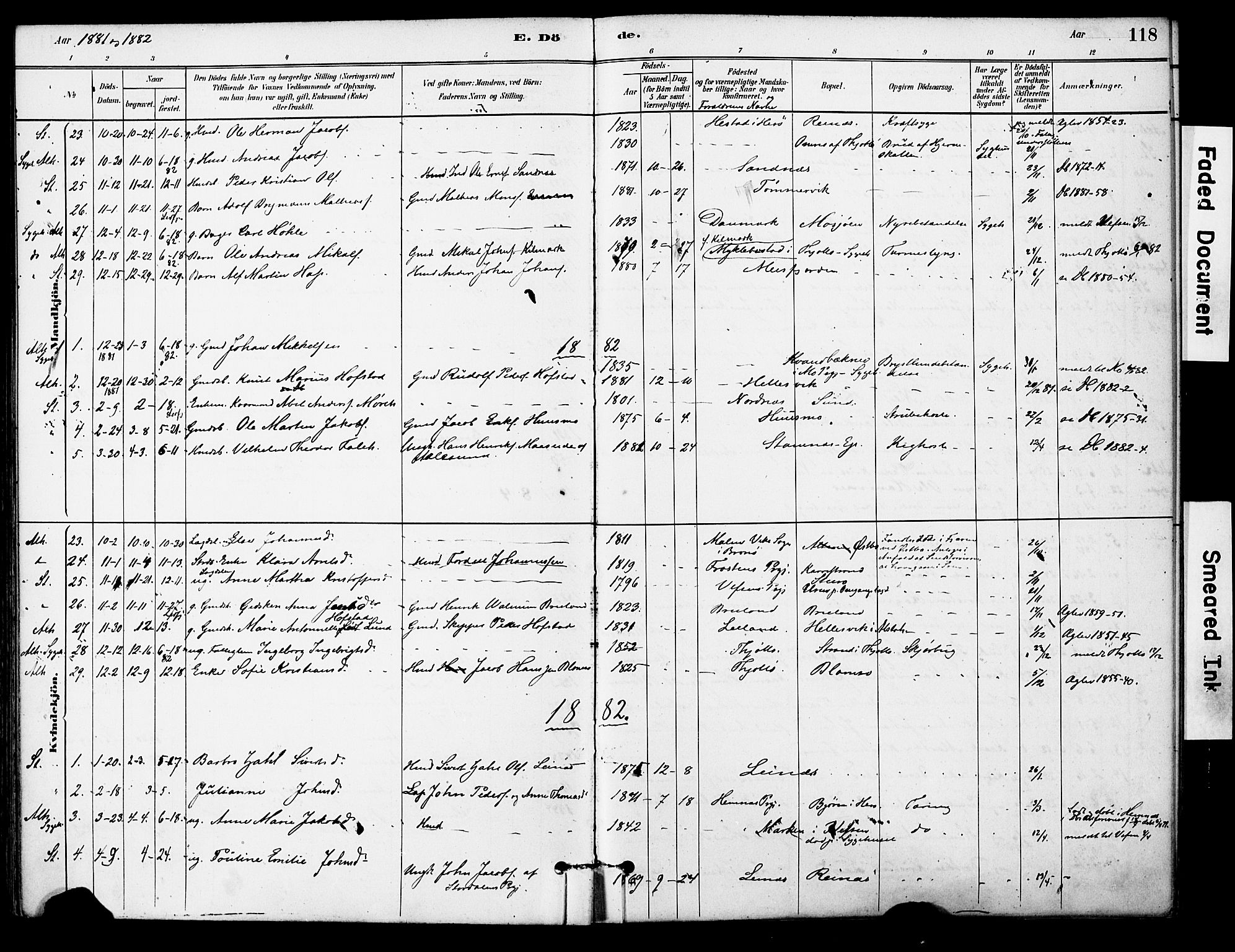 Ministerialprotokoller, klokkerbøker og fødselsregistre - Nordland, AV/SAT-A-1459/830/L0450: Parish register (official) no. 830A14, 1879-1896, p. 118