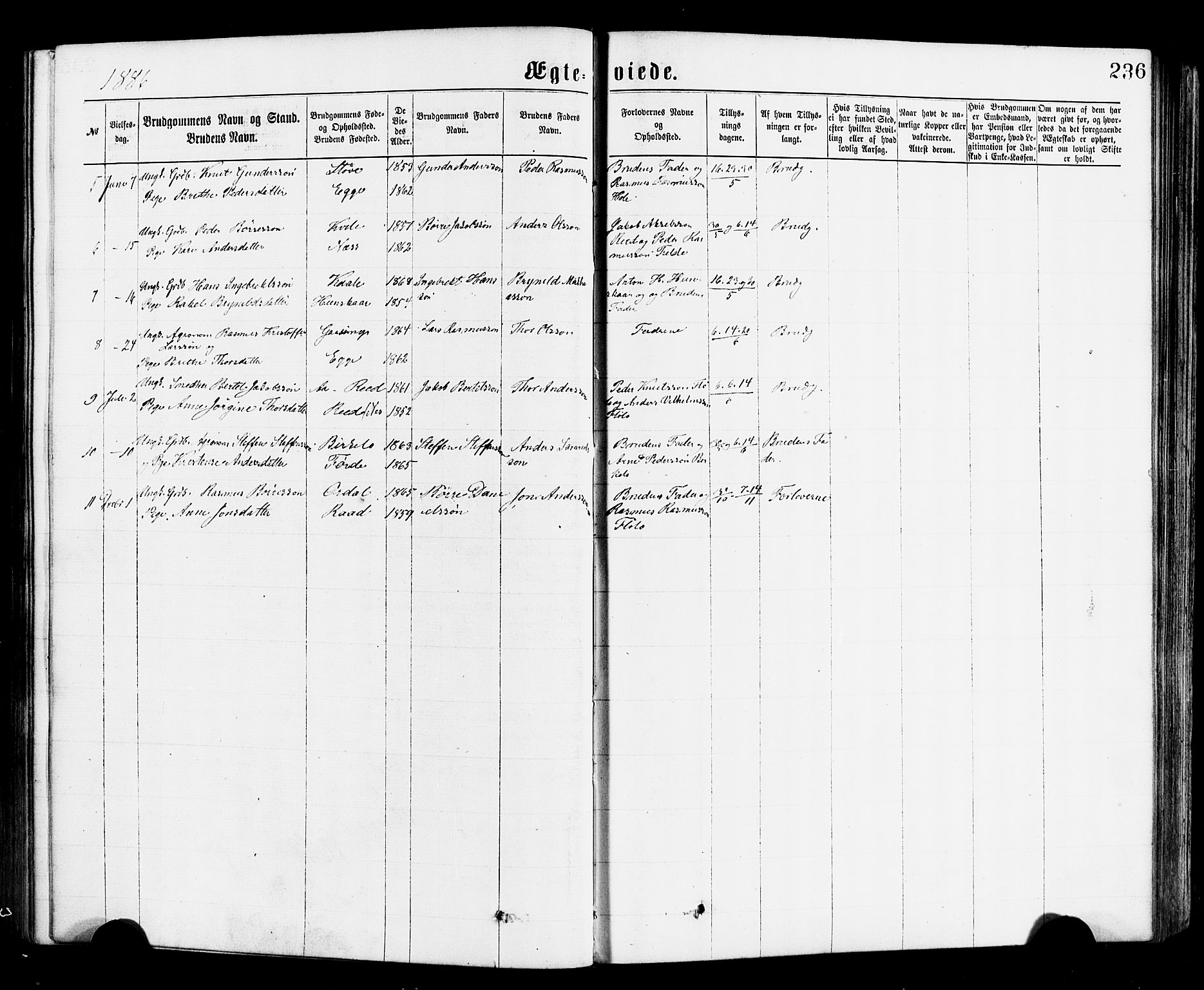 Gloppen sokneprestembete, AV/SAB-A-80101/H/Haa/Haac/L0001: Parish register (official) no. C 1, 1871-1886, p. 236