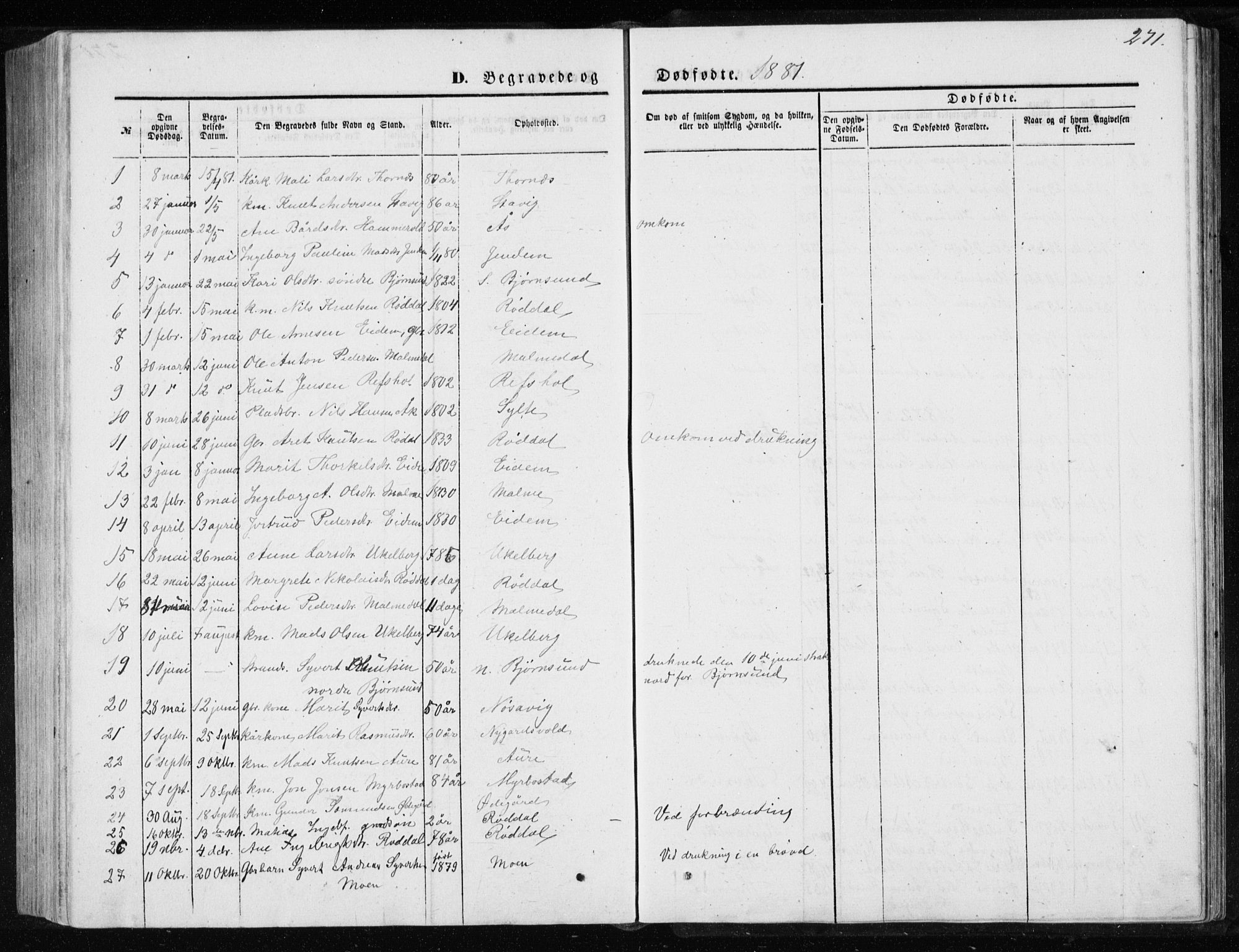 Ministerialprotokoller, klokkerbøker og fødselsregistre - Møre og Romsdal, AV/SAT-A-1454/565/L0754: Parish register (copy) no. 565C03, 1870-1896, p. 271