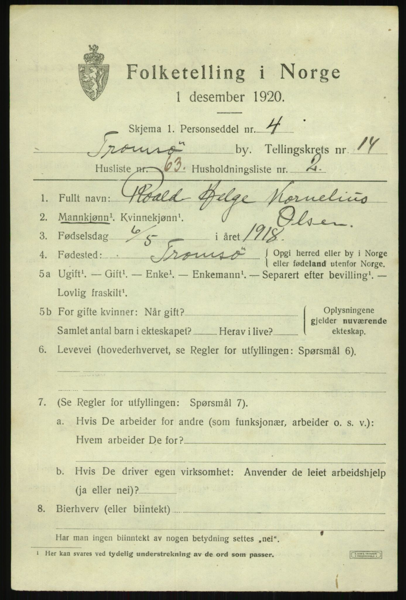 SATØ, 1920 census for Tromsø, 1920, p. 27705