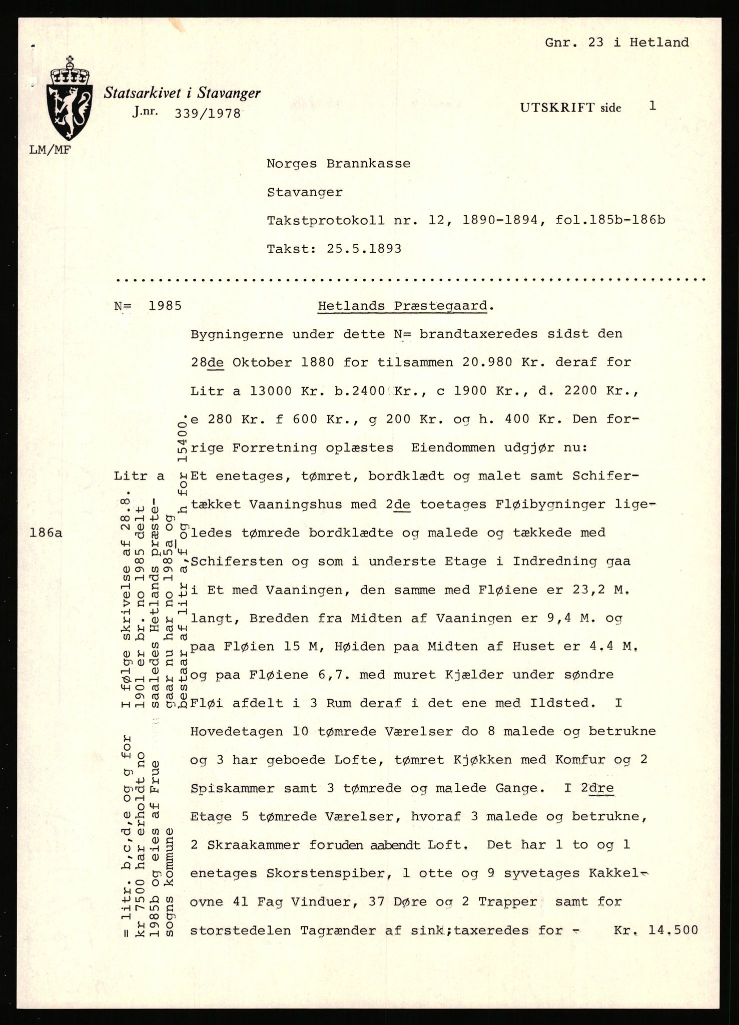 Statsarkivet i Stavanger, AV/SAST-A-101971/03/Y/Yj/L0066: Avskrifter sortert etter gårdsnavn: Pedersro - Prestegården i Suldal, 1750-1930, p. 266