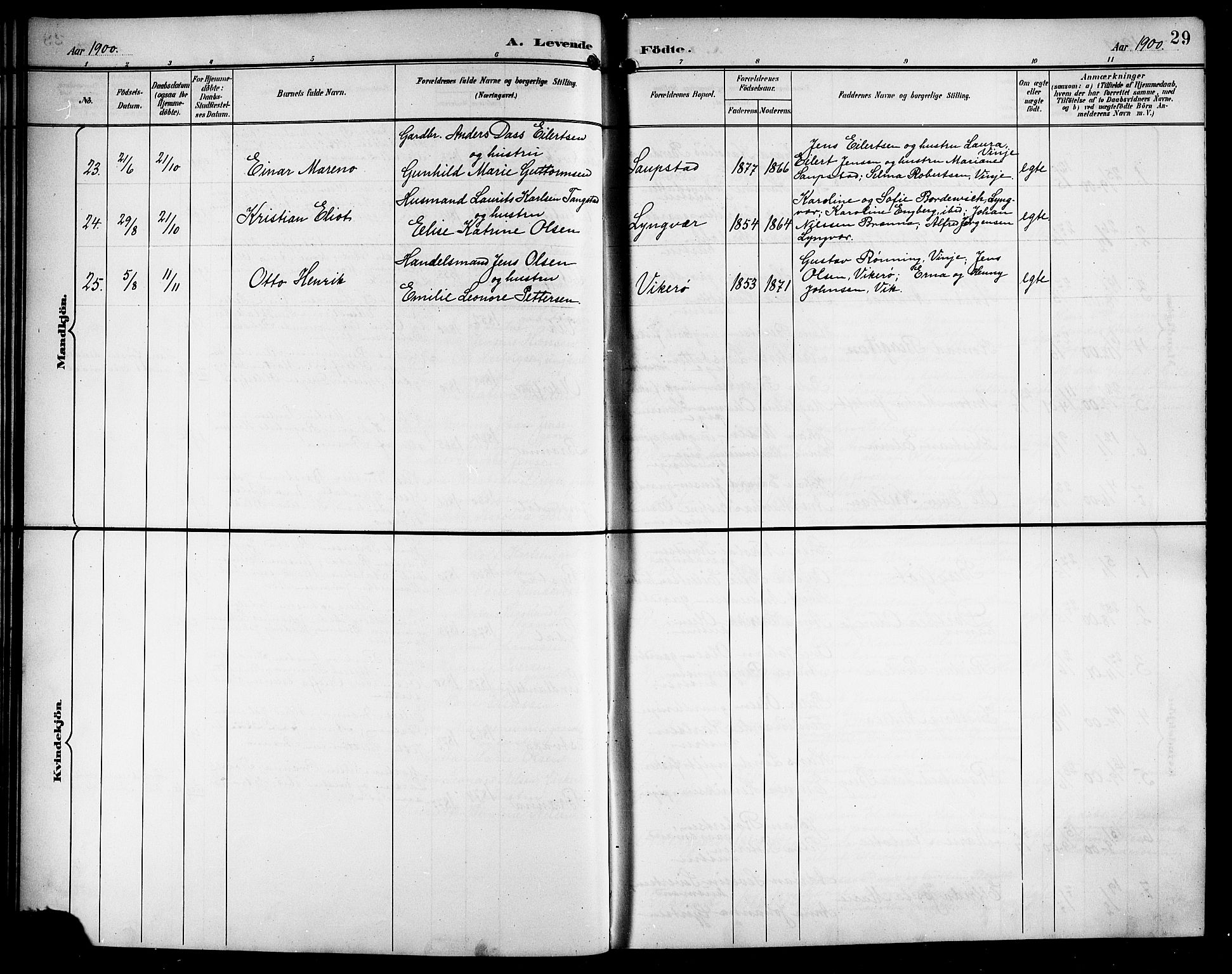 Ministerialprotokoller, klokkerbøker og fødselsregistre - Nordland, AV/SAT-A-1459/876/L1105: Parish register (copy) no. 876C04, 1896-1914, p. 29