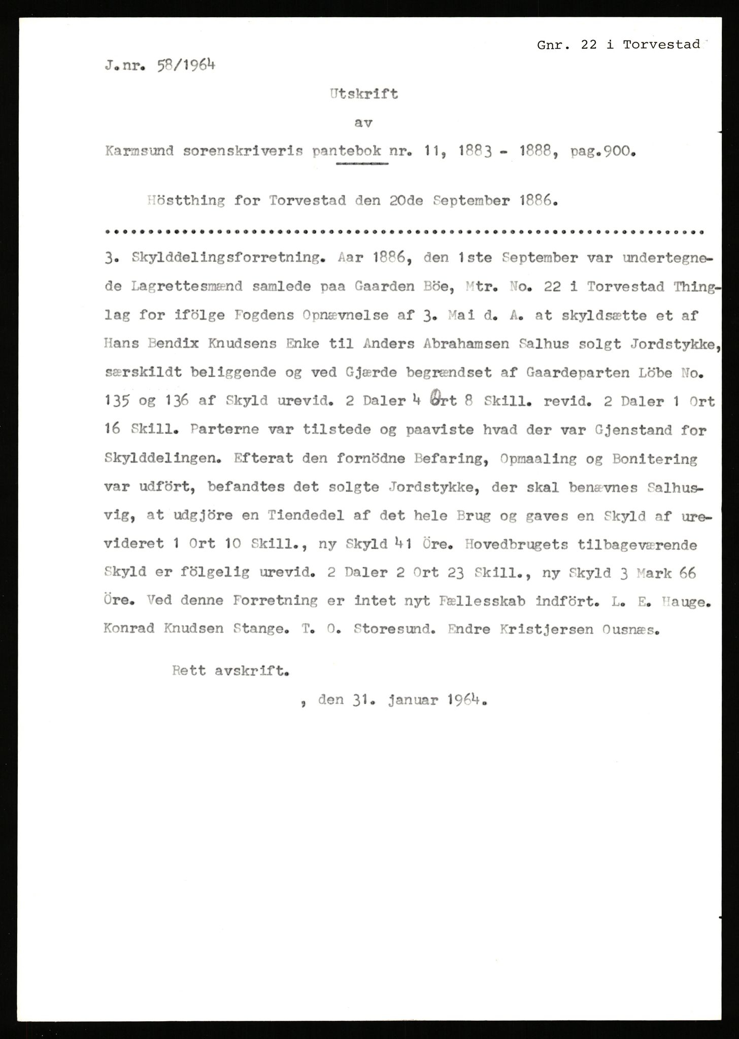 Statsarkivet i Stavanger, AV/SAST-A-101971/03/Y/Yj/L0013: Avskrifter sortert etter gårdsnavn: Bæreim - Dalen, 1750-1930, p. 291