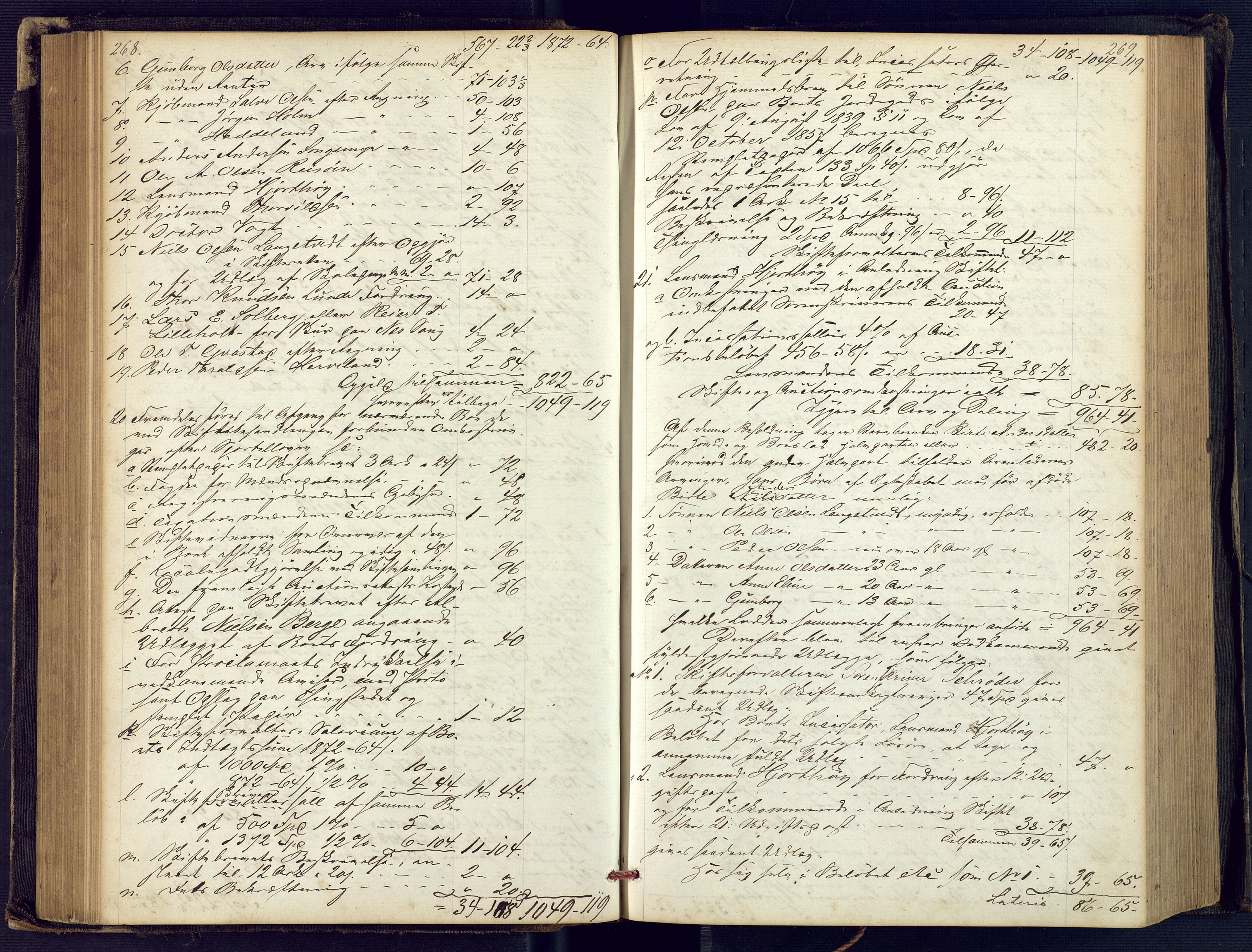 Holt sorenskriveri, SAK/1221-0002/H/Hc/L0029: Skifteutlodningsprotokoll nr. 4 med løst register, 1857-1862, p. 268-269