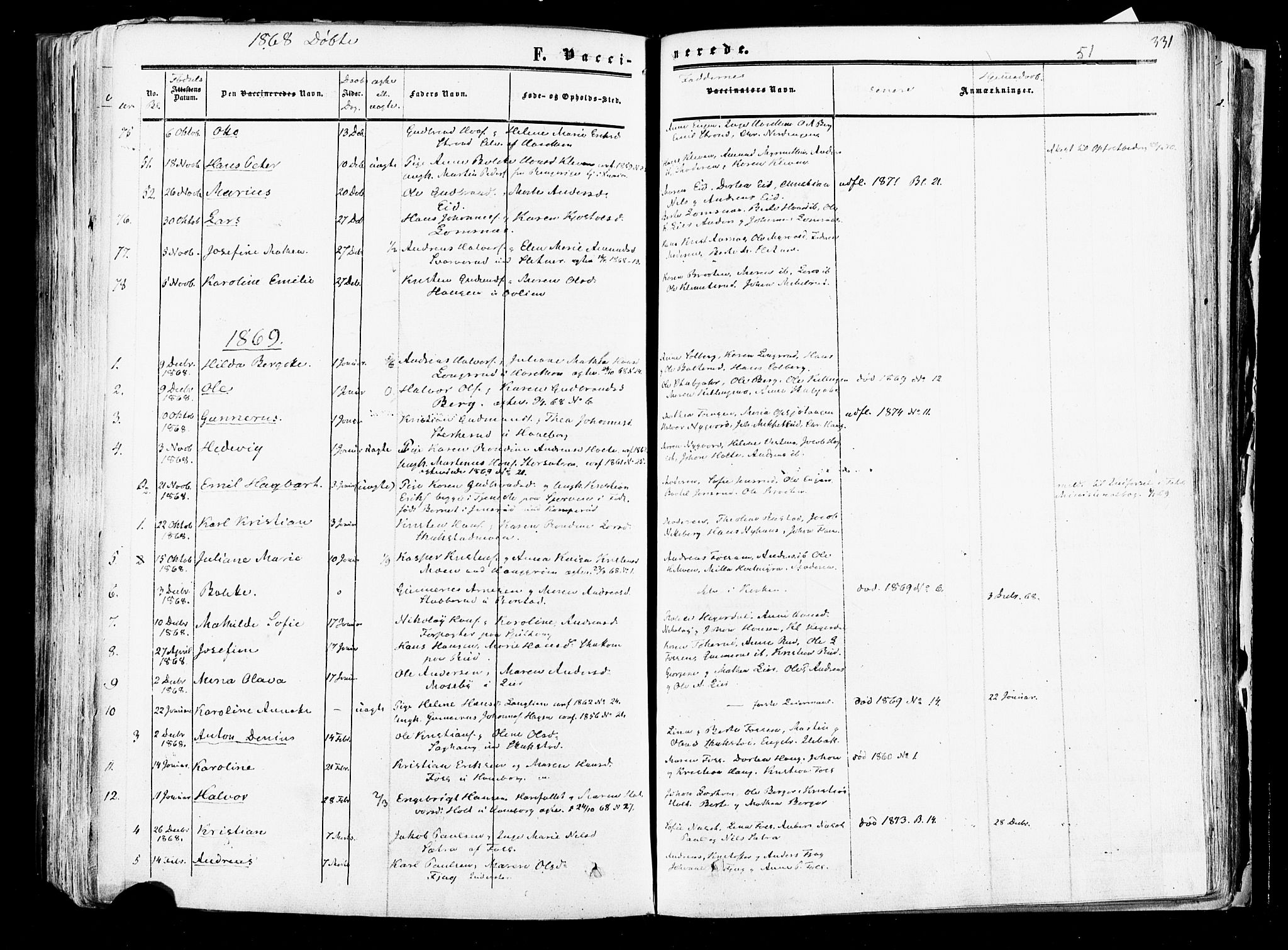 Aurskog prestekontor Kirkebøker, SAO/A-10304a/F/Fa/L0007: Parish register (official) no. I 7, 1854-1877, p. 331