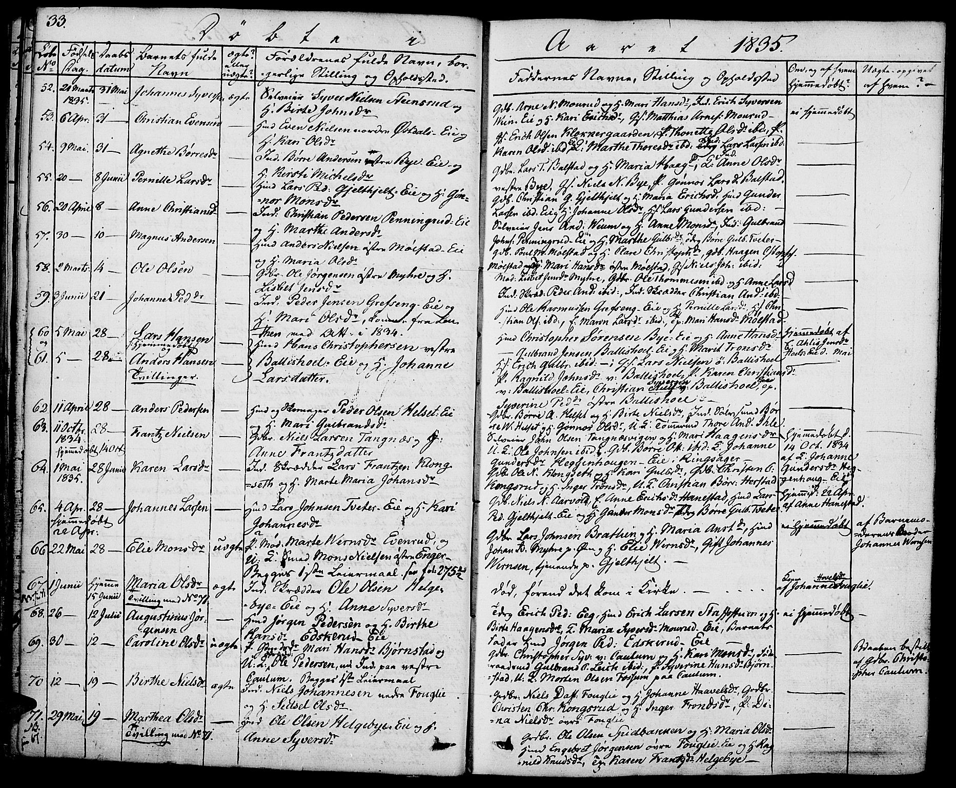 Nes prestekontor, Hedmark, AV/SAH-PREST-020/K/Ka/L0003: Parish register (official) no. 3, 1827-1851, p. 33