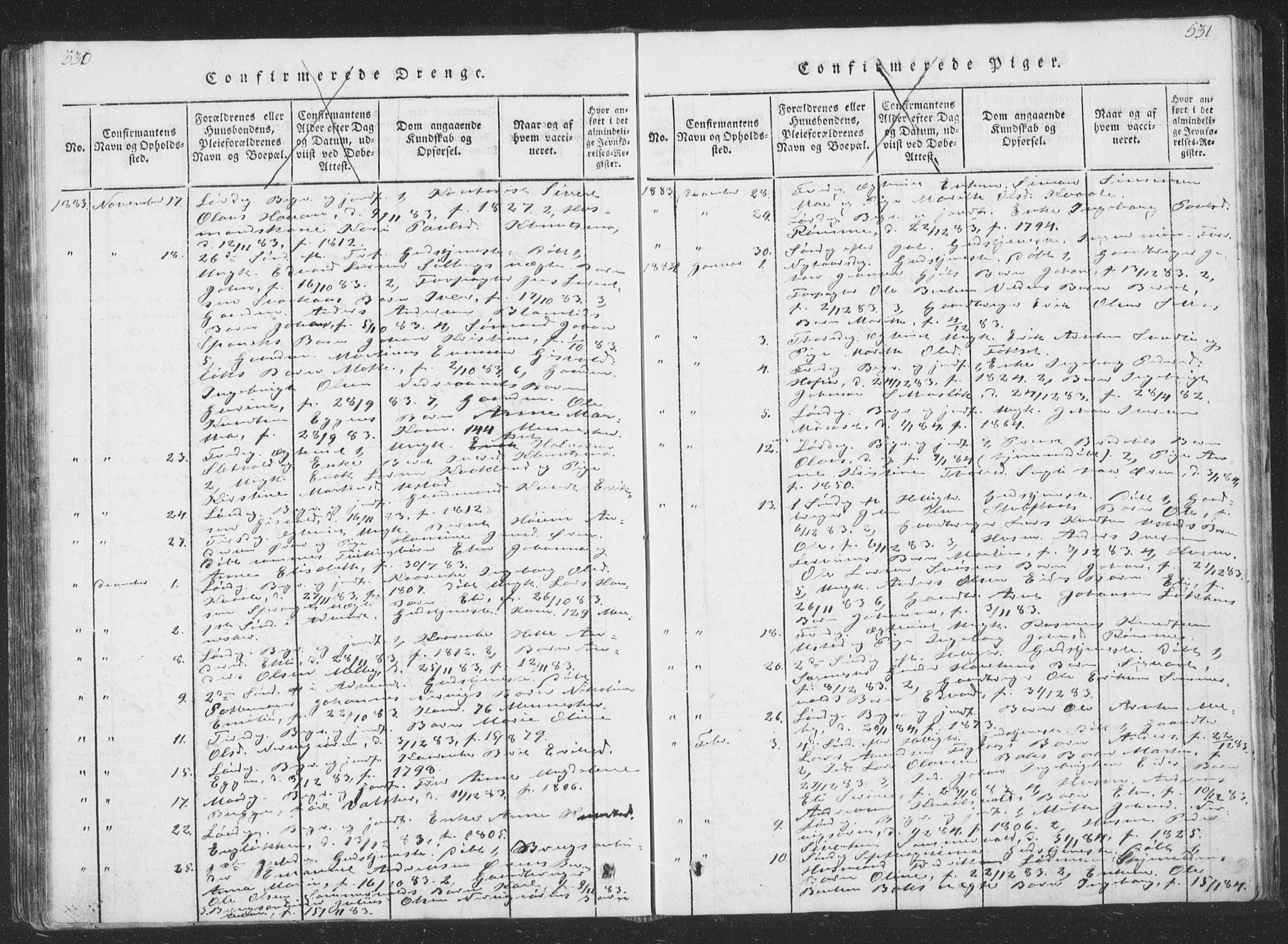 Ministerialprotokoller, klokkerbøker og fødselsregistre - Sør-Trøndelag, SAT/A-1456/668/L0816: Parish register (copy) no. 668C05, 1816-1893, p. 530-531