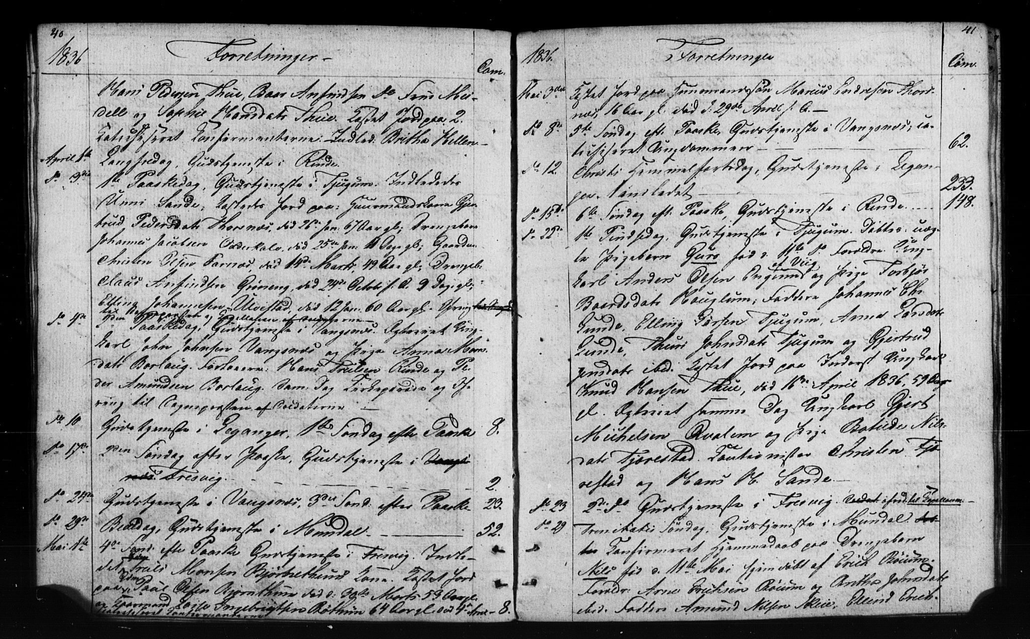 Leikanger sokneprestembete, SAB/A-81001: Curate's parish register no. A 1A, 1833-1838, p. 40-41