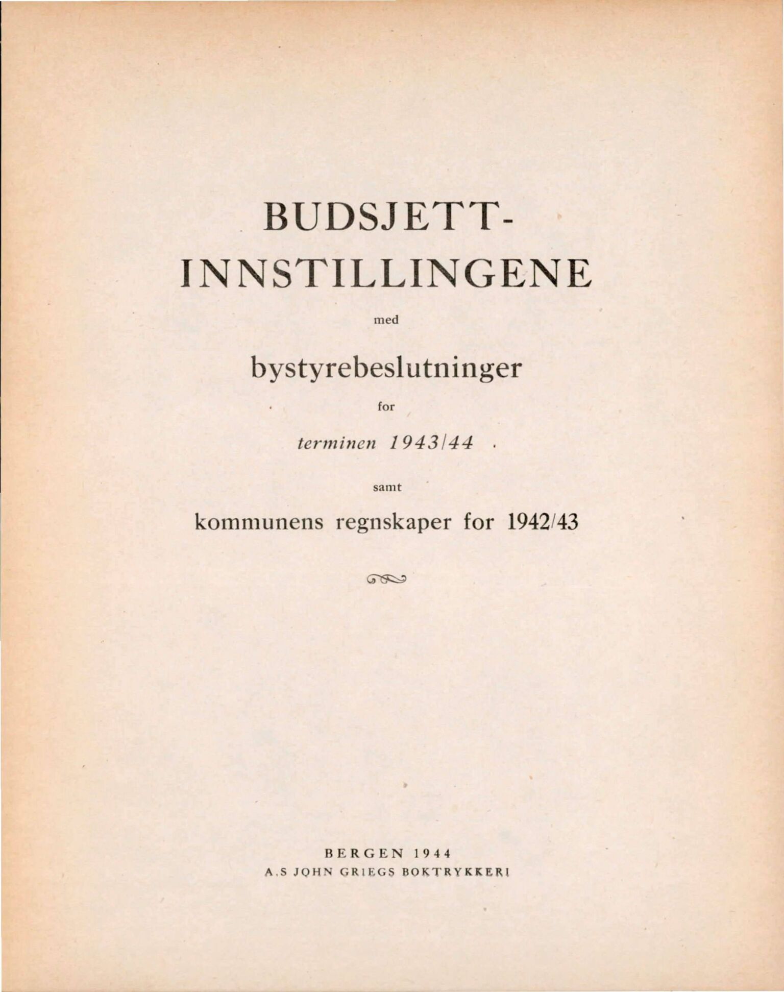 Bergen kommune. Formannskapet, BBA/A-0003/Ad/L0147: Bergens Kommuneforhandlinger, bind II, 1943