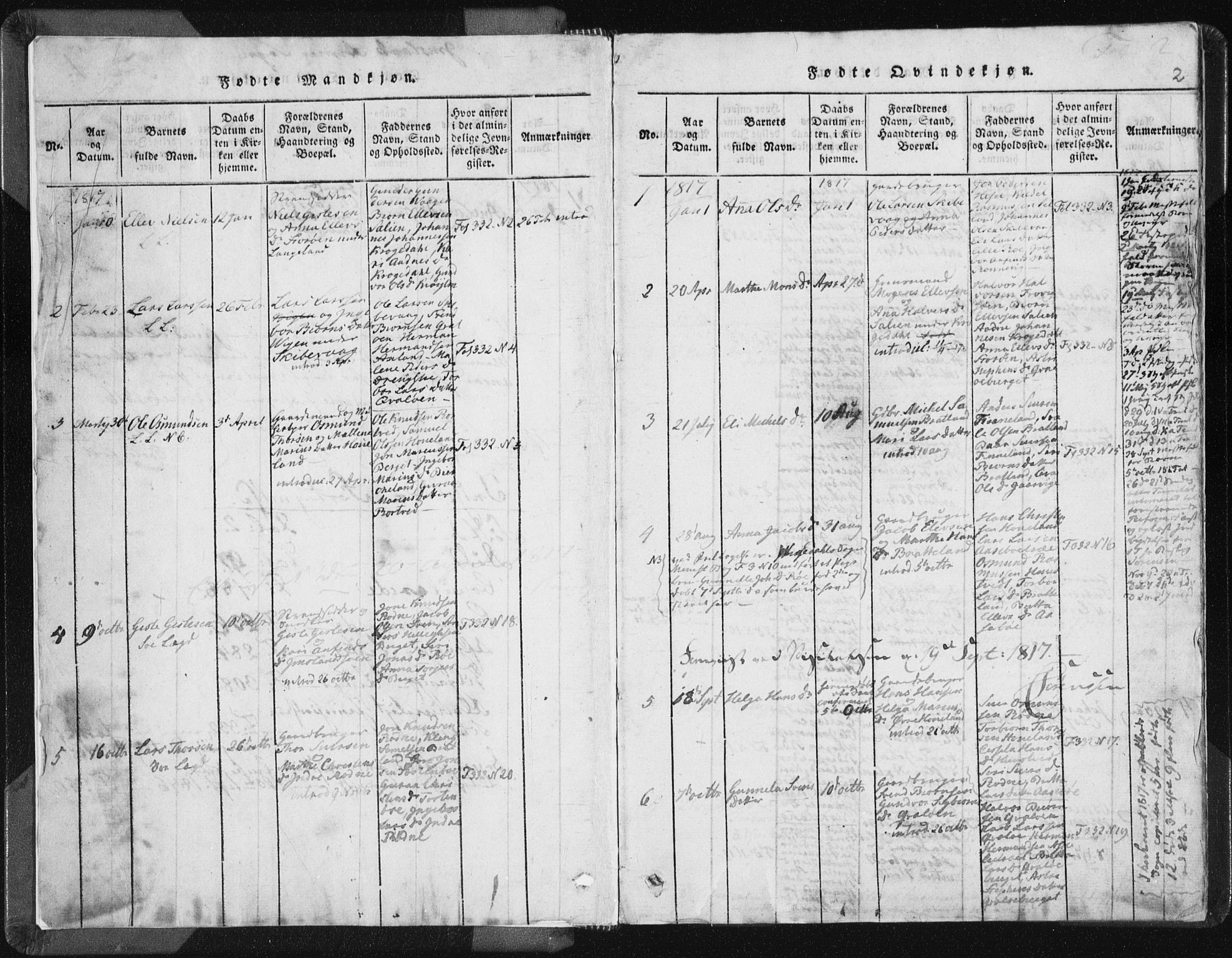 Vikedal sokneprestkontor, AV/SAST-A-101840/01/IV: Parish register (official) no. A 5, 1817-1850, p. 2