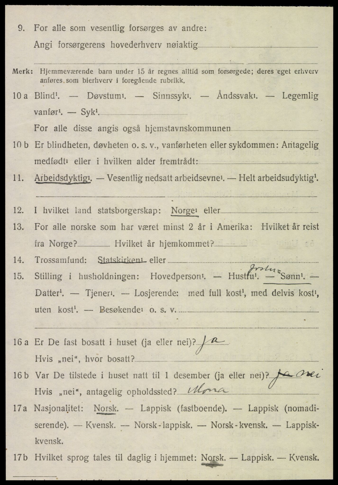 SAT, 1920 census for Snåsa, 1920, p. 3421