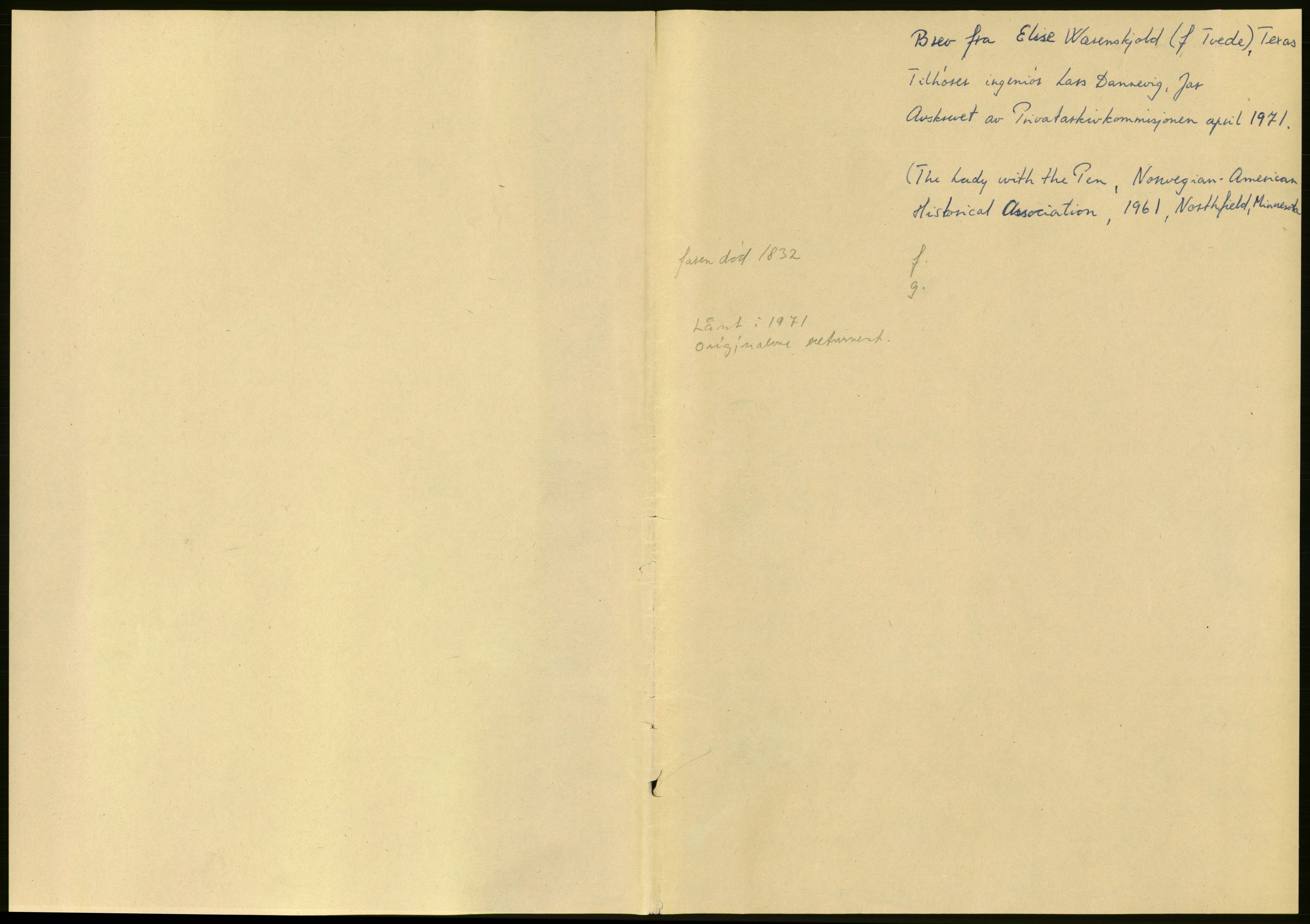 Samlinger til kildeutgivelse, Amerikabrevene, AV/RA-EA-4057/F/L0027: Innlån fra Aust-Agder: Dannevig - Valsgård, 1838-1914, p. 3