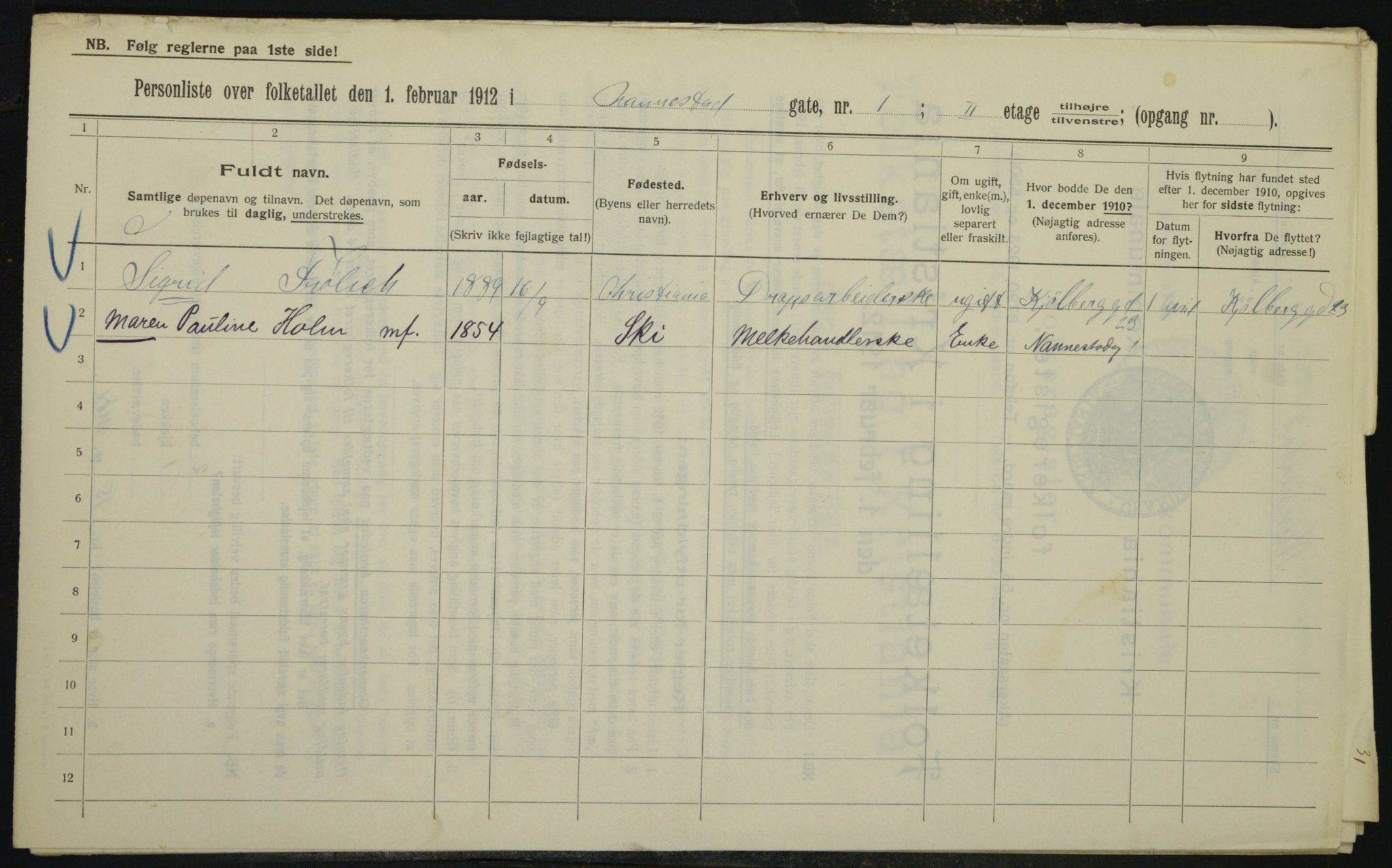 OBA, Municipal Census 1912 for Kristiania, 1912, p. 69598