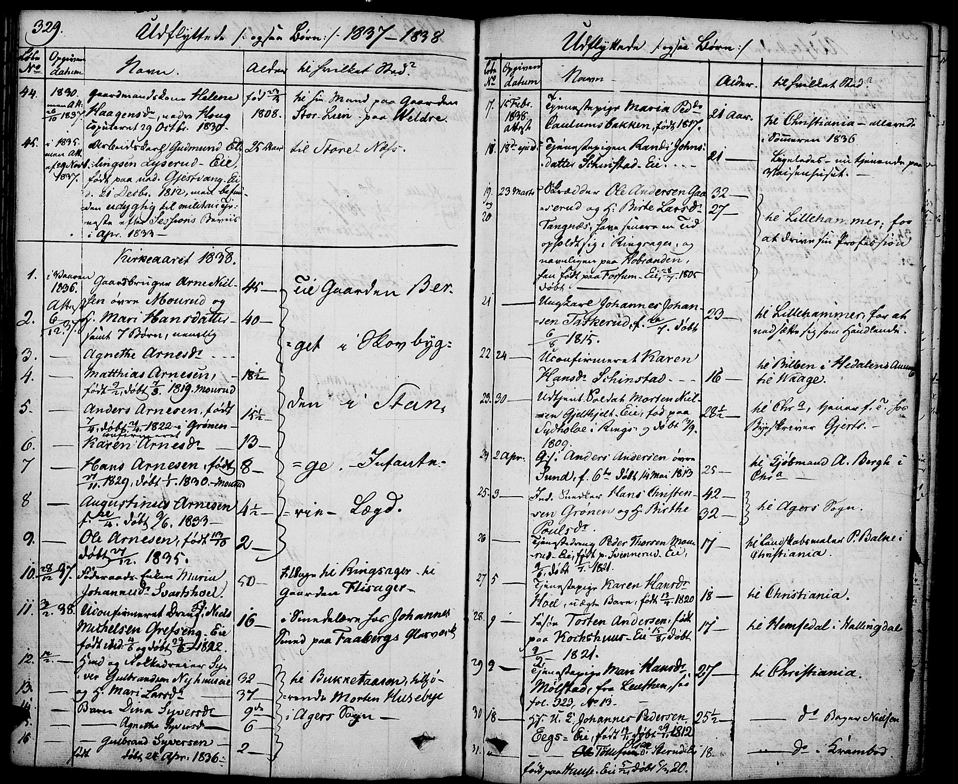 Nes prestekontor, Hedmark, AV/SAH-PREST-020/K/Ka/L0003: Parish register (official) no. 3, 1827-1851, p. 329