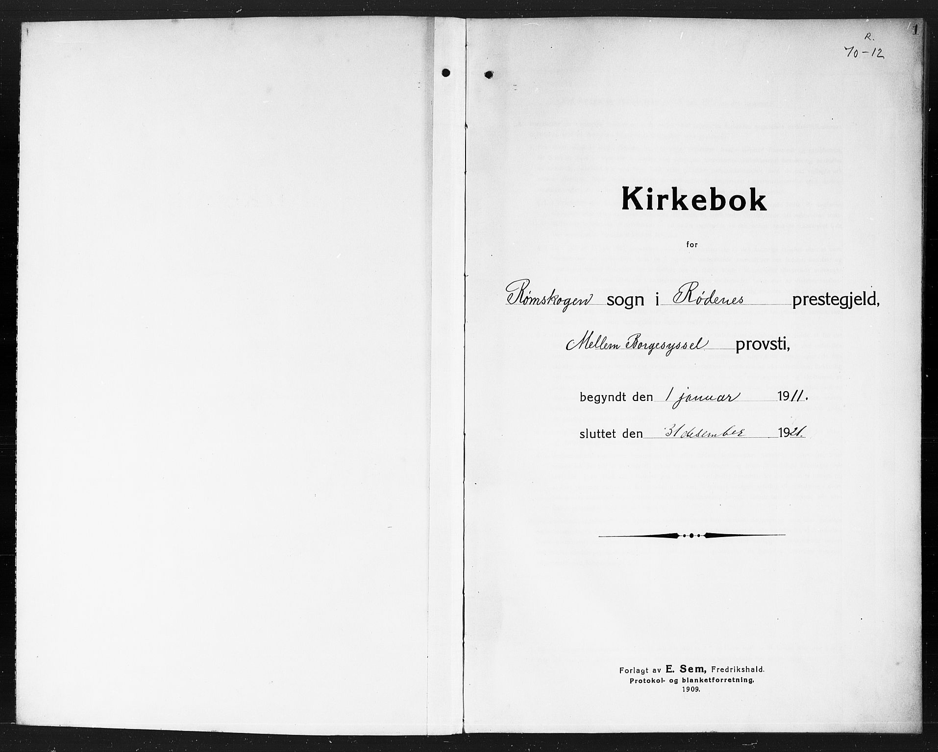 Rødenes prestekontor Kirkebøker, AV/SAO-A-2005/G/Gb/L0002: Parish register (copy) no. II 2, 1911-1921, p. 1