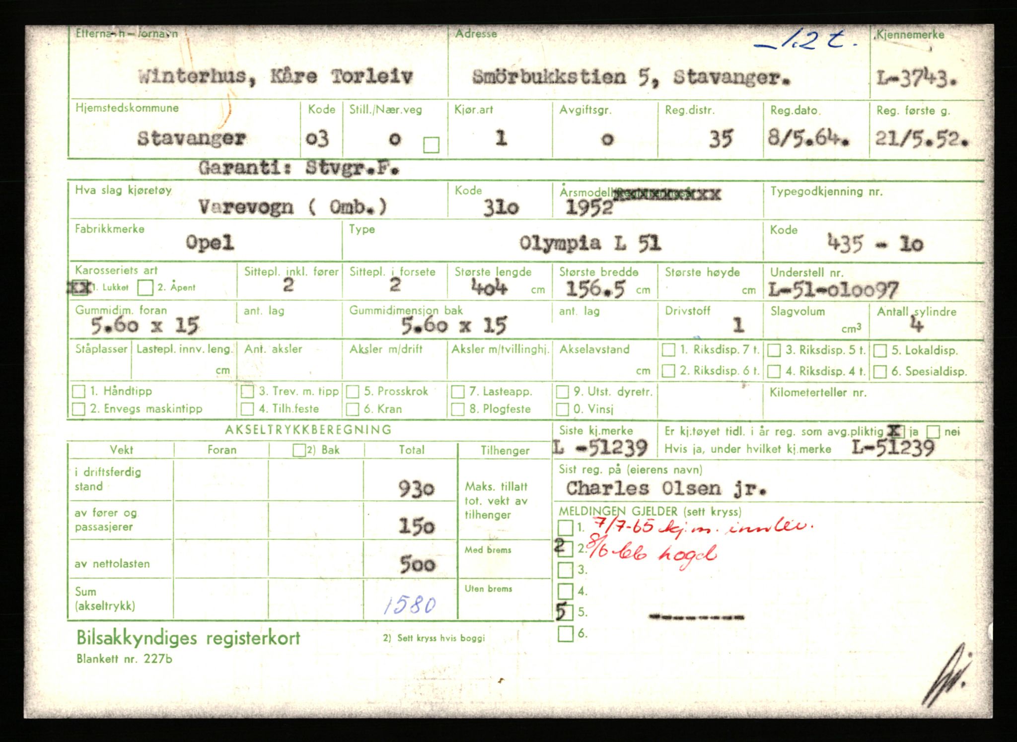 Stavanger trafikkstasjon, AV/SAST-A-101942/0/F/L0011: L-3700 - L-4199, 1930-1971, p. 303
