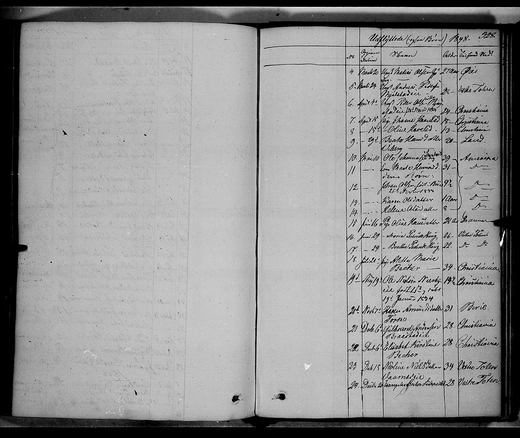 Vardal prestekontor, SAH/PREST-100/H/Ha/Haa/L0005: Parish register (official) no. 5, 1831-1853, p. 328