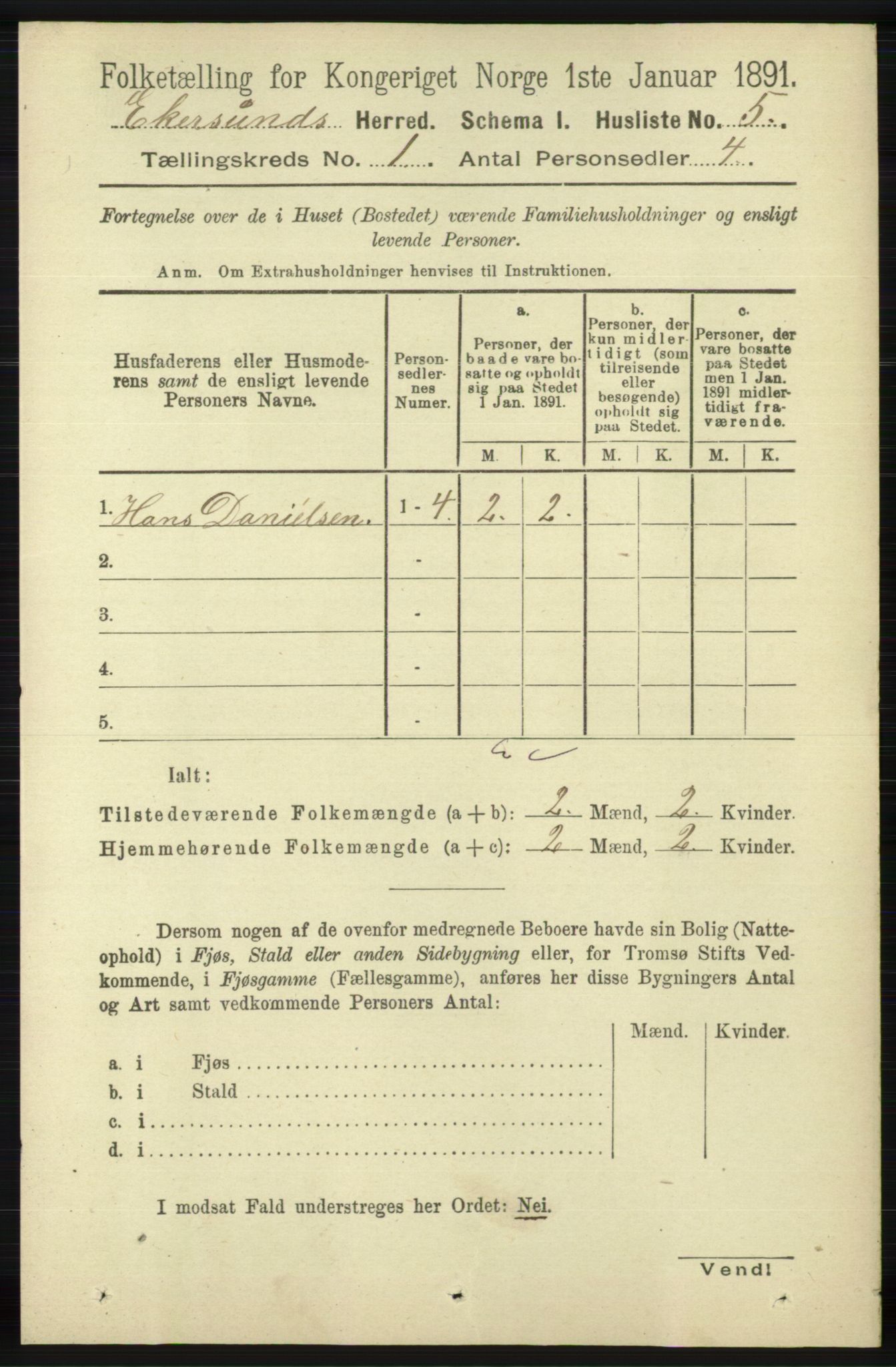 RA, 1891 census for 1116 Eigersund herred, 1891, p. 26