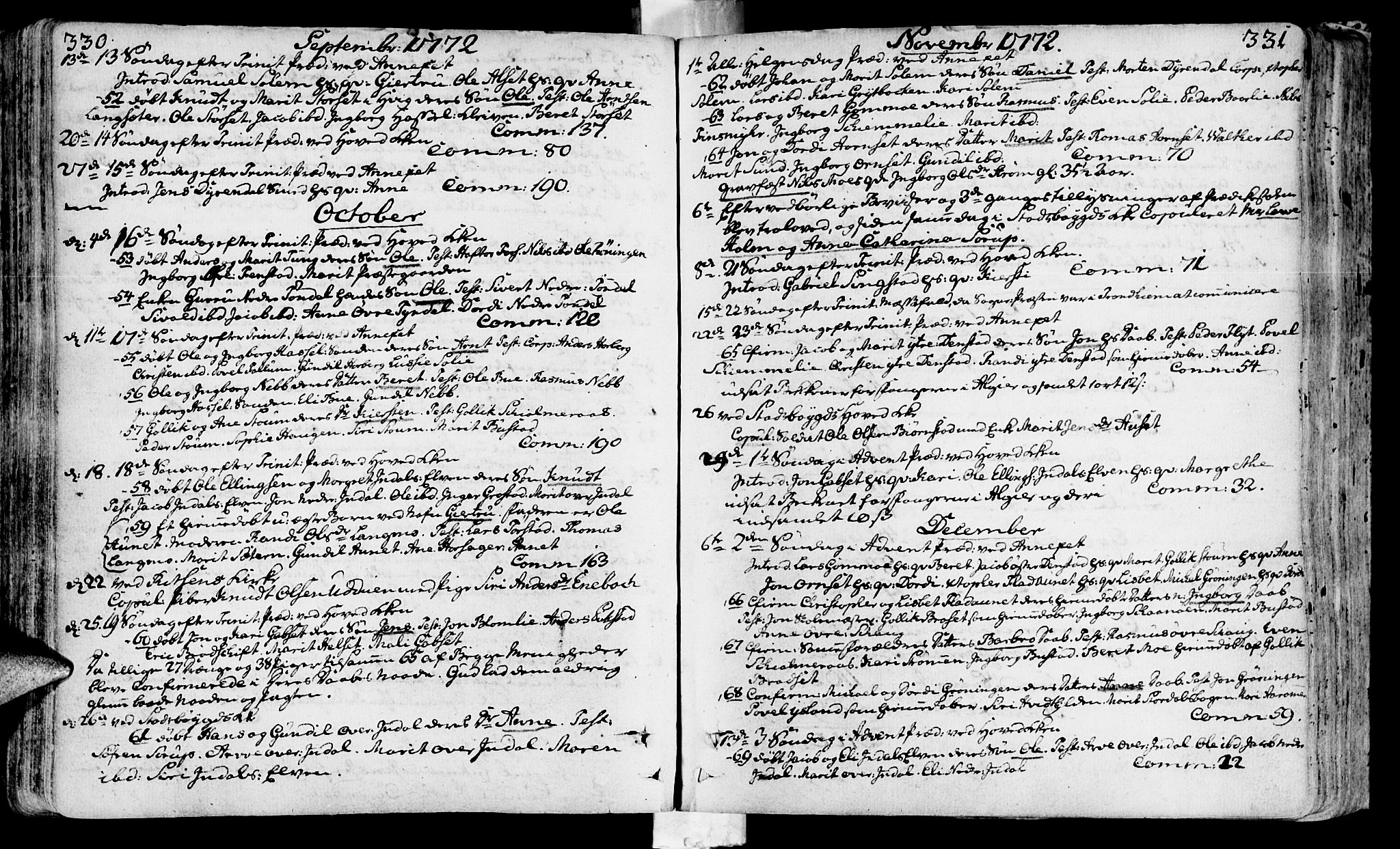 Ministerialprotokoller, klokkerbøker og fødselsregistre - Sør-Trøndelag, SAT/A-1456/646/L0605: Parish register (official) no. 646A03, 1751-1790, p. 330-331