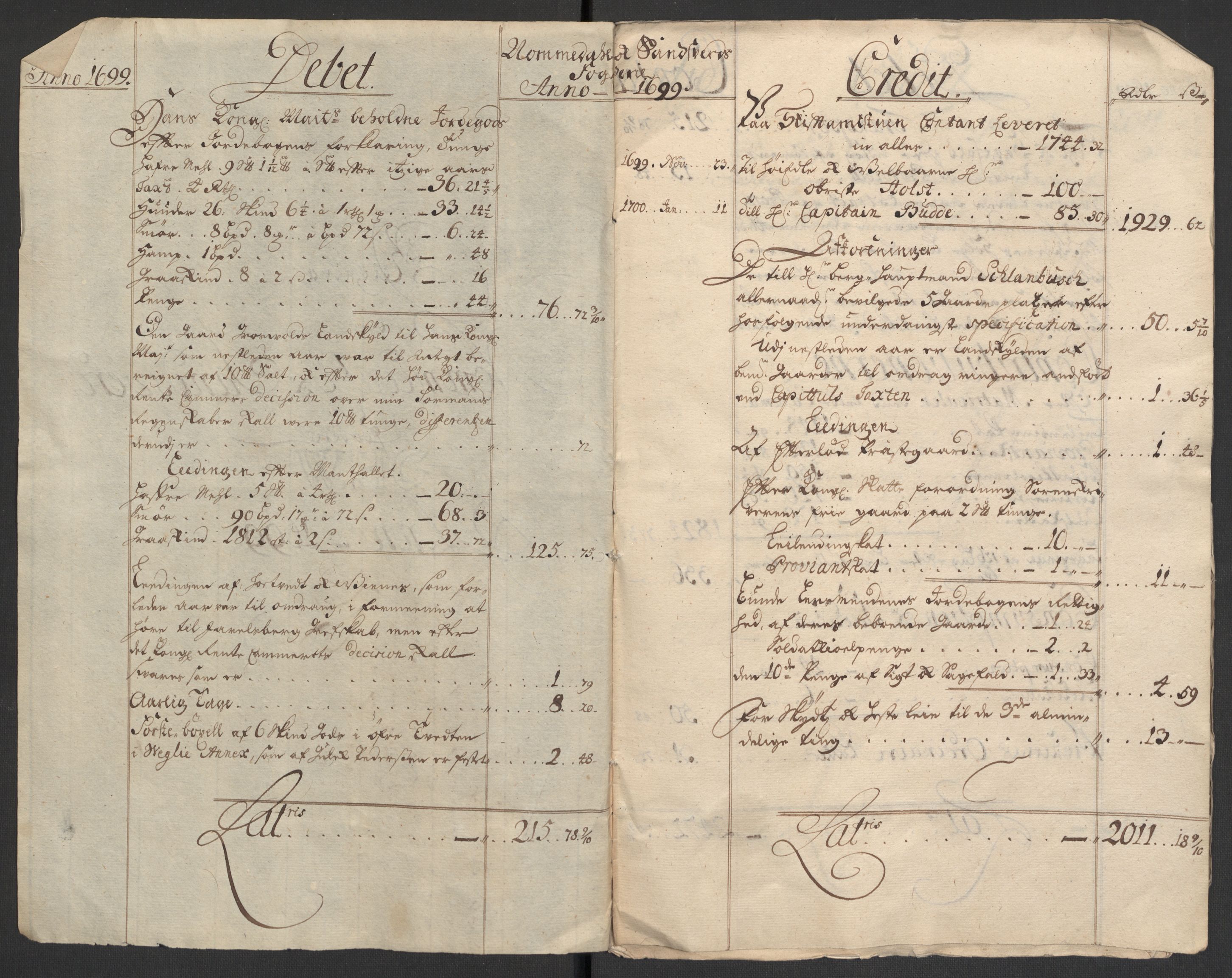 Rentekammeret inntil 1814, Reviderte regnskaper, Fogderegnskap, AV/RA-EA-4092/R24/L1577: Fogderegnskap Numedal og Sandsvær, 1698-1700, p. 12