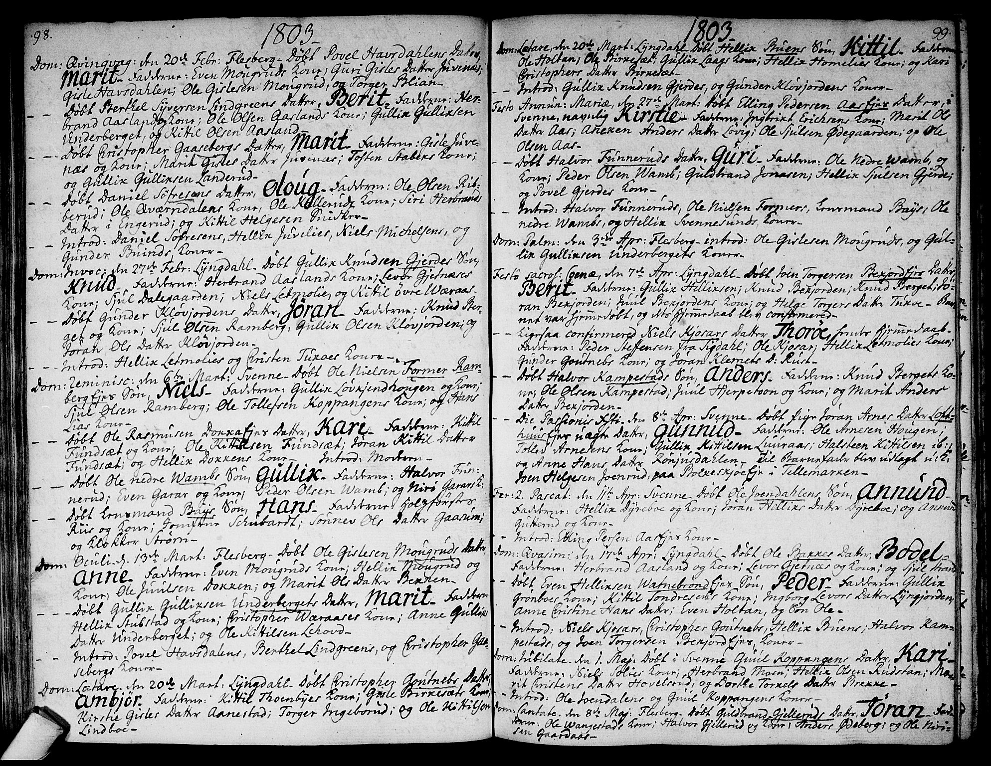 Flesberg kirkebøker, SAKO/A-18/F/Fa/L0004: Parish register (official) no. I 4, 1788-1815, p. 98-99
