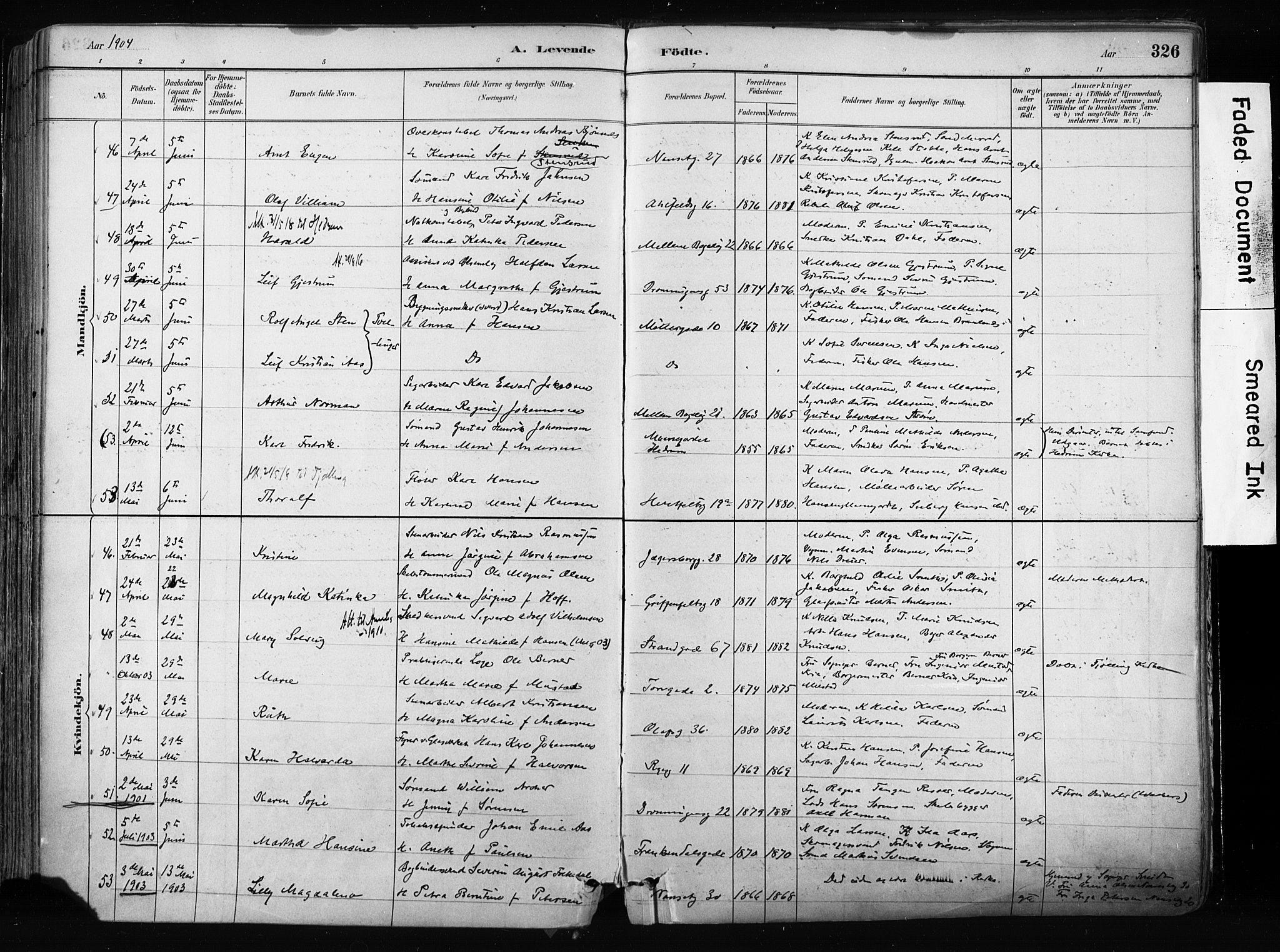 Larvik kirkebøker, AV/SAKO-A-352/F/Fa/L0009: Parish register (official) no. I 9, 1884-1904, p. 326