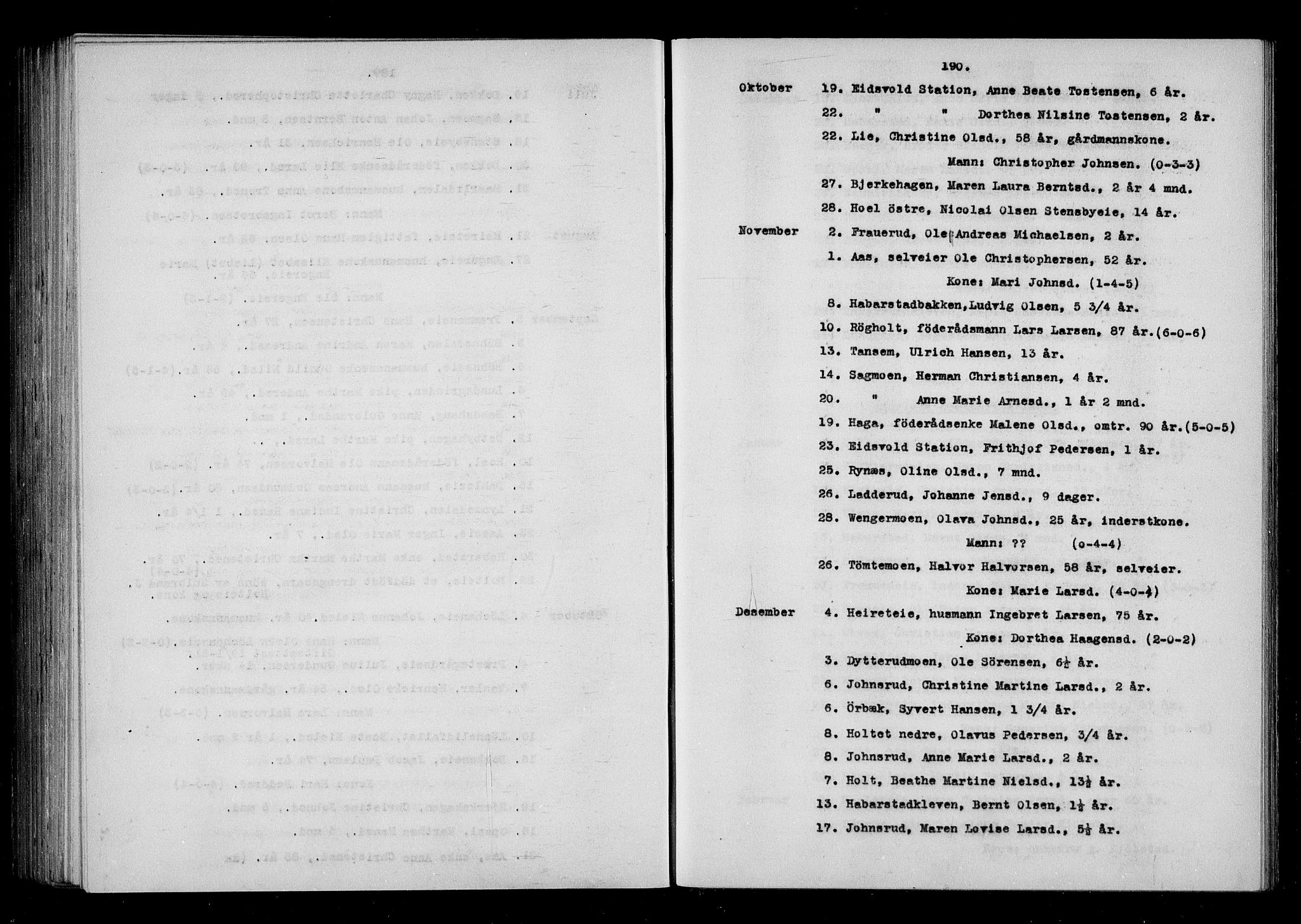 Eidsvoll tingrett, AV/SAO-A-10371/H/Ha/Haa/L0001: Dødsmeldingsprotokoll - Eidsvoll lensmannsdistrikt, 1815-1865, p. 190