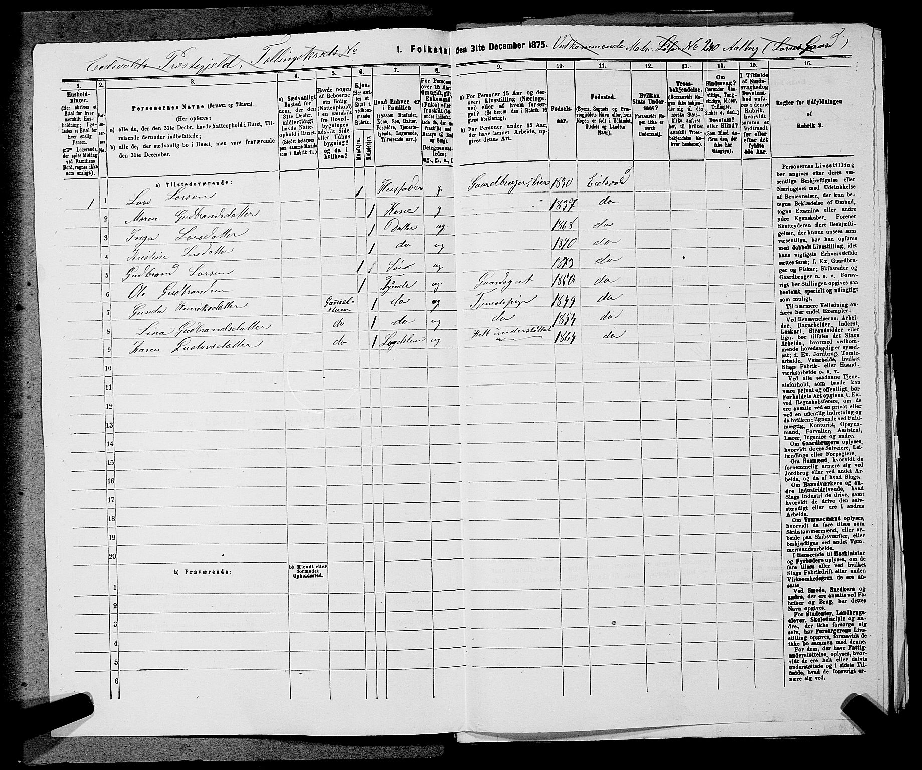 RA, 1875 census for 0237P Eidsvoll, 1875, p. 1504