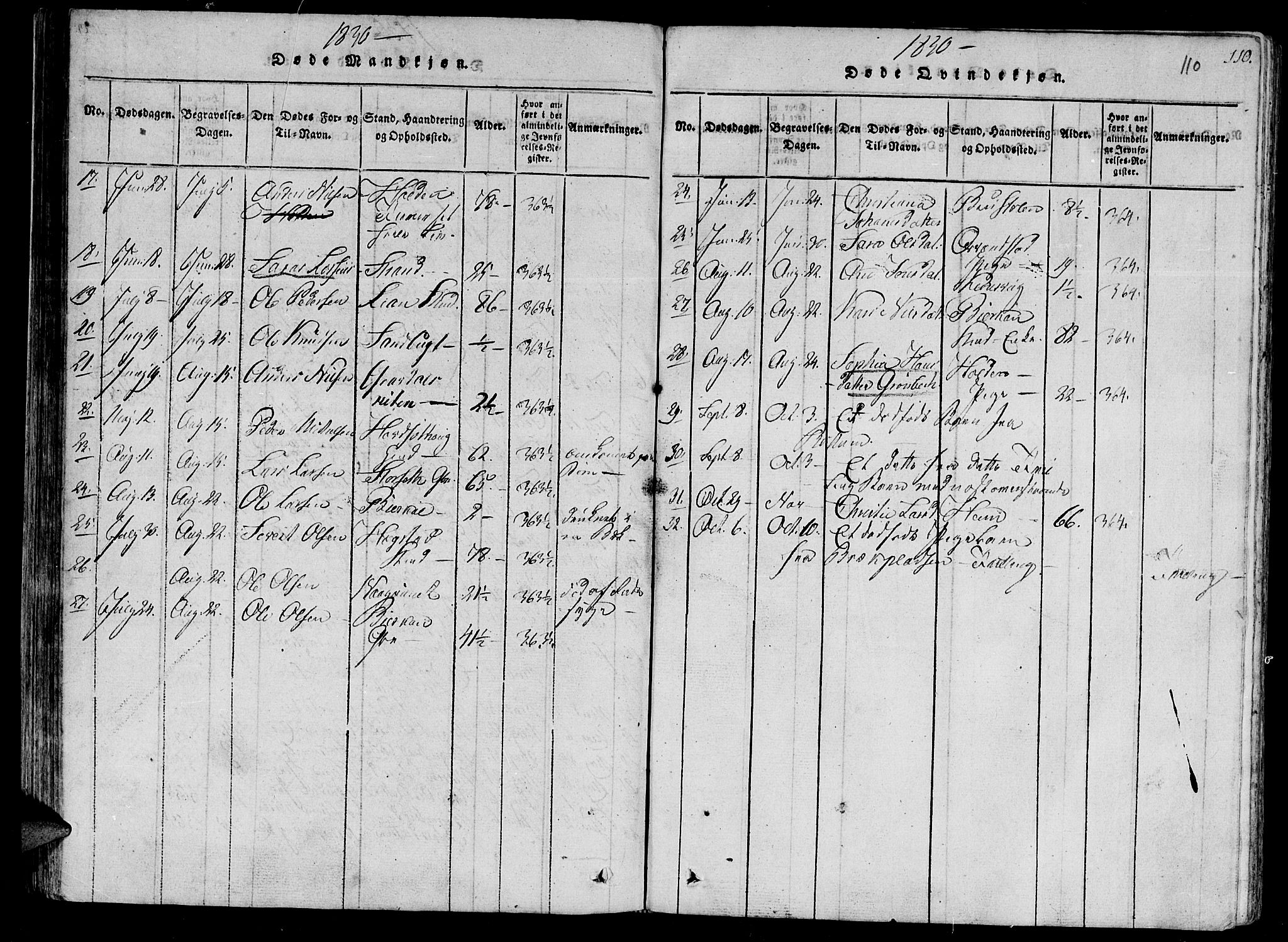 Ministerialprotokoller, klokkerbøker og fødselsregistre - Sør-Trøndelag, SAT/A-1456/630/L0491: Parish register (official) no. 630A04, 1818-1830, p. 110