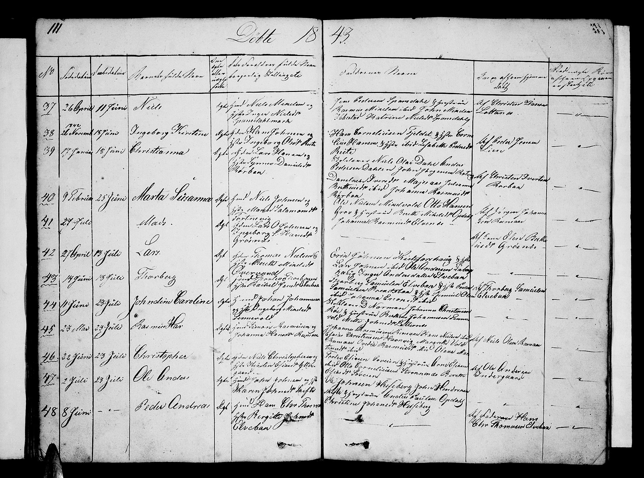 Ibestad sokneprestembete, AV/SATØ-S-0077/H/Ha/Hab/L0003klokker: Parish register (copy) no. 3, 1833-1852, p. 111