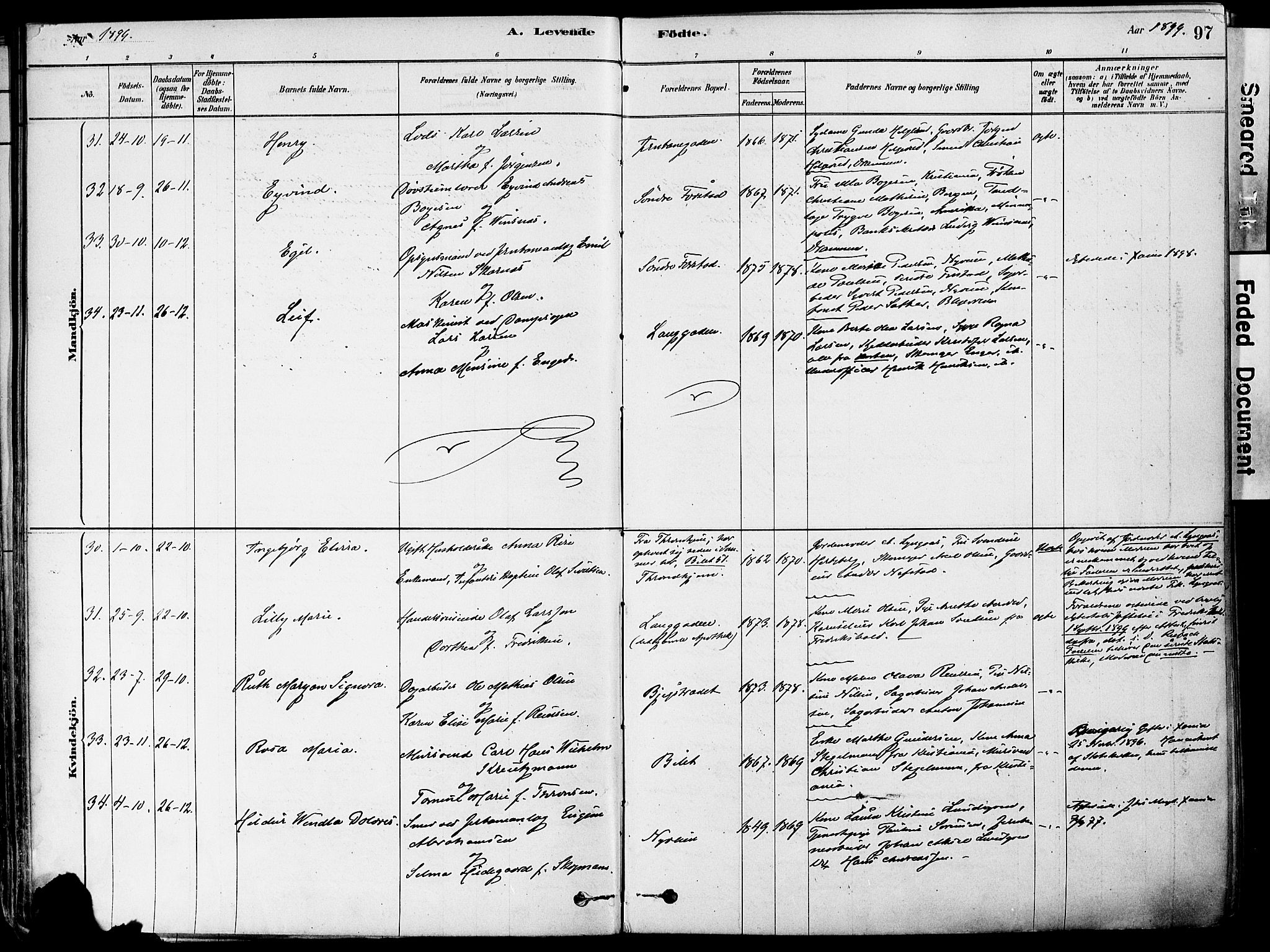 Holmestrand kirkebøker, AV/SAKO-A-346/F/Fa/L0004: Parish register (official) no. 4, 1880-1901, p. 97