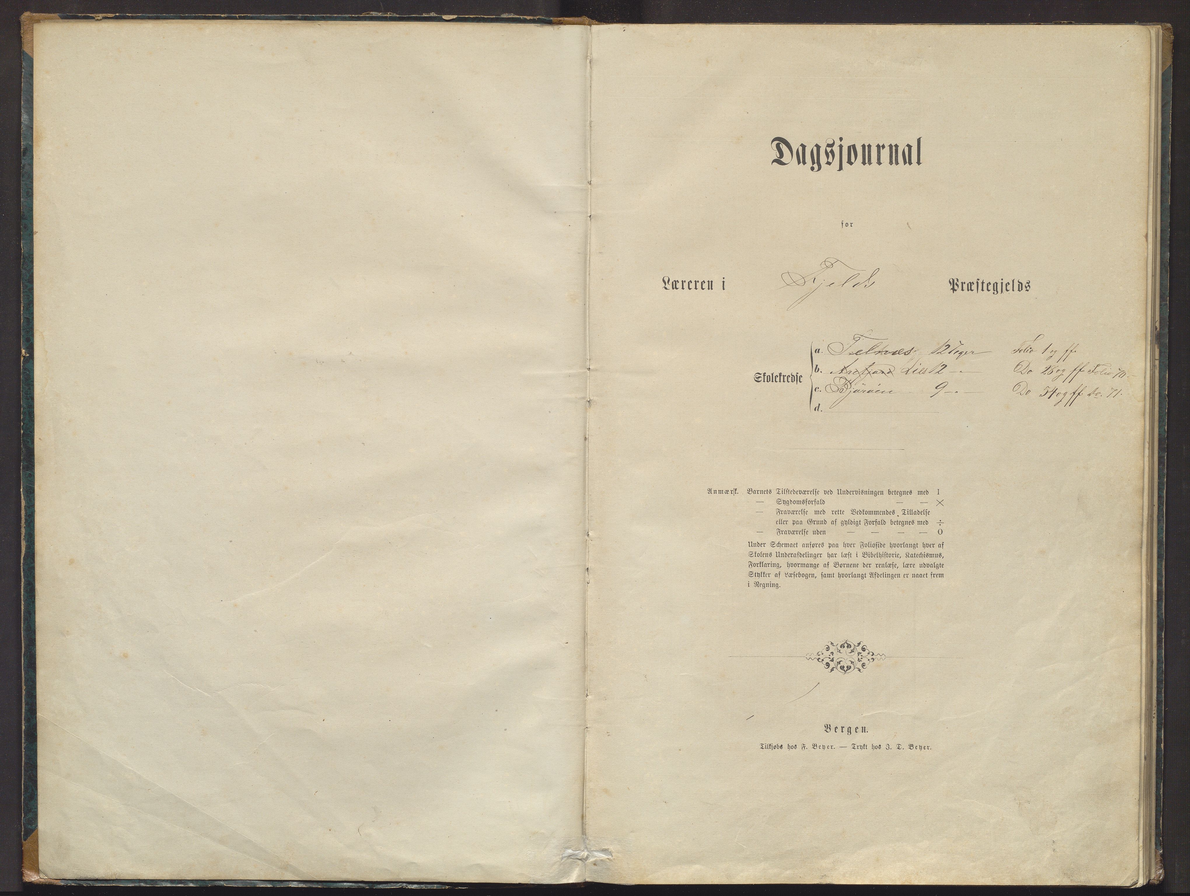 Fjell sokneprestembete, AV/SAB-A-75301/J/Jb/Jbb/L0001: Dagsjournal for Tellnes, Arefjord og Bjorøy krins, 1872-1880