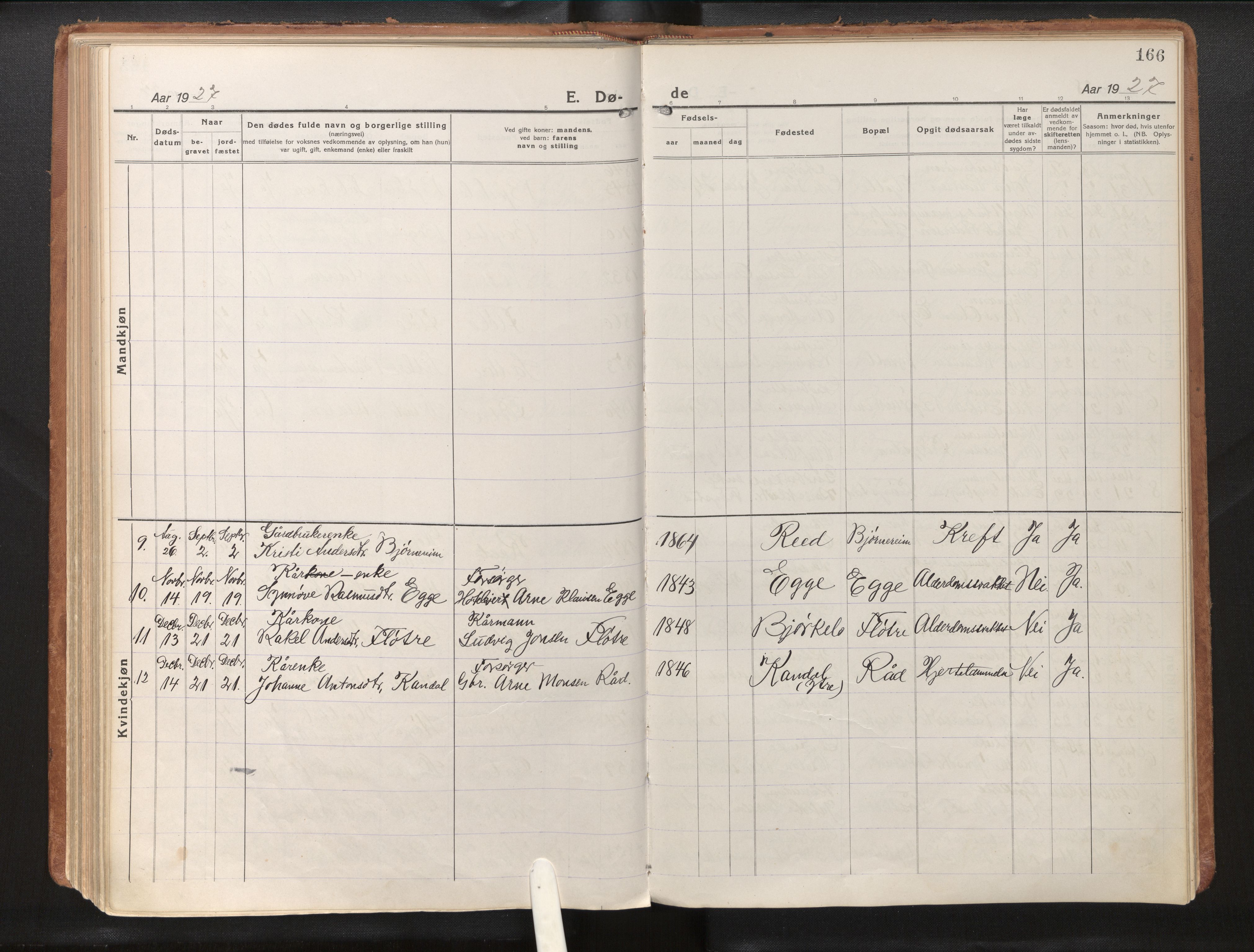 Gloppen sokneprestembete, SAB/A-80101/H/Haa/Haac/L0004: Parish register (official) no. C 4, 1921-1949, p. 166