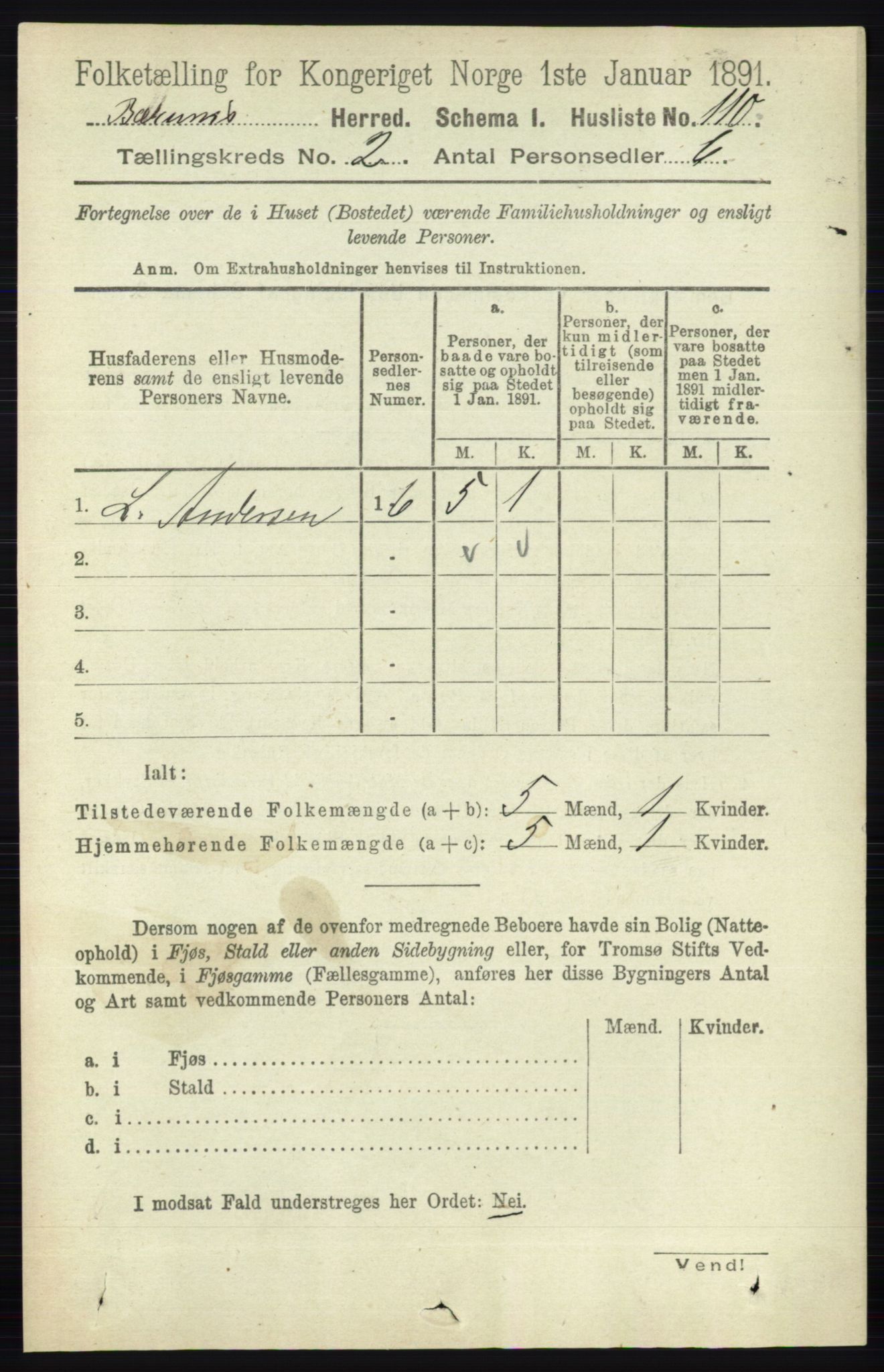 RA, 1891 census for 0219 Bærum, 1891, p. 1067