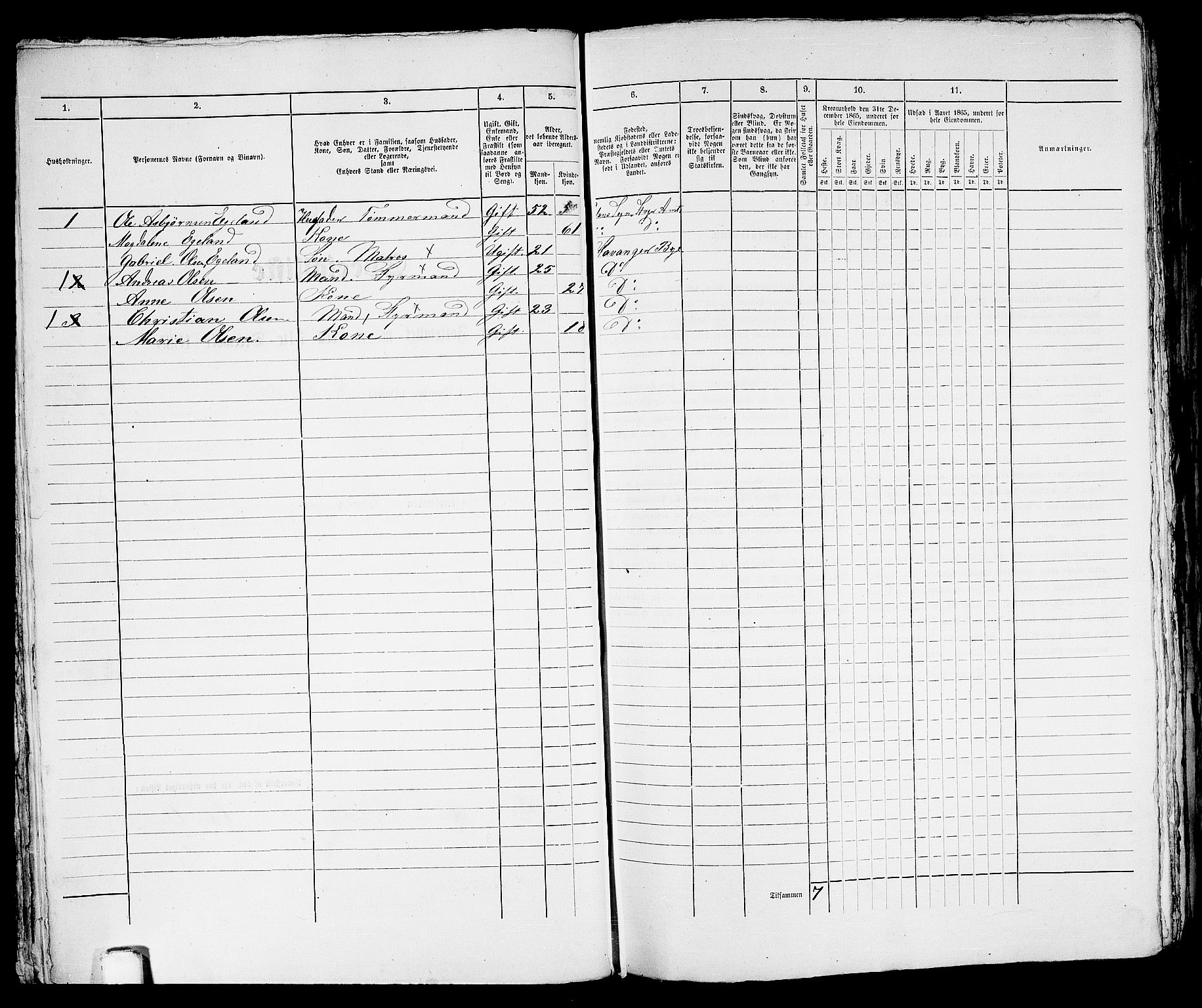 RA, 1865 census for Stavanger, 1865, p. 2053