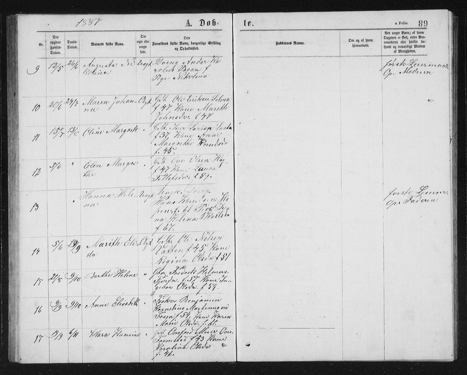 Ministerialprotokoller, klokkerbøker og fødselsregistre - Sør-Trøndelag, AV/SAT-A-1456/662/L0756: Parish register (copy) no. 662C01, 1869-1891, p. 89