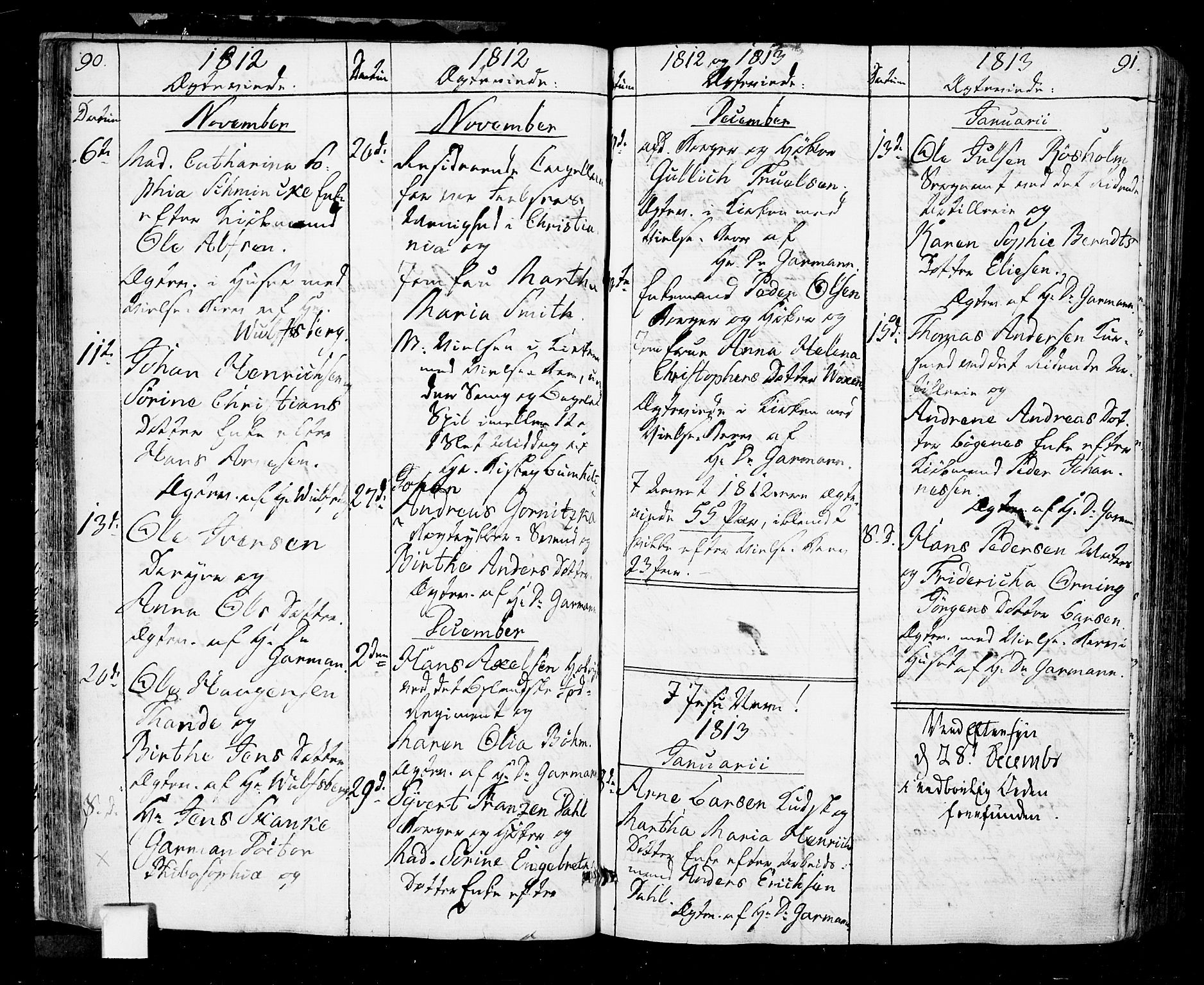 Oslo domkirke Kirkebøker, SAO/A-10752/F/Fa/L0006: Parish register (official) no. 6, 1807-1817, p. 90-91