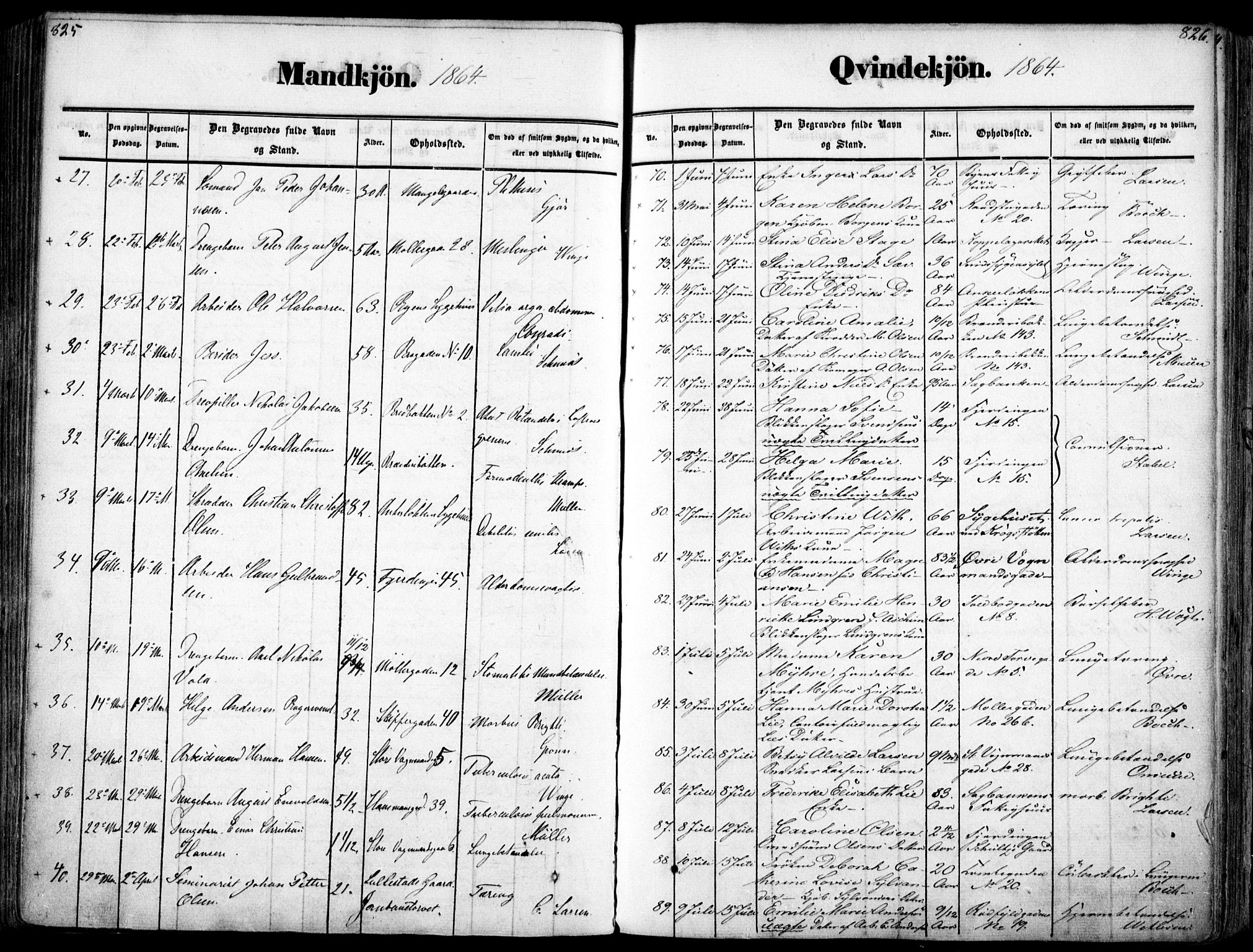Oslo domkirke Kirkebøker, AV/SAO-A-10752/F/Fa/L0025: Parish register (official) no. 25, 1847-1867, p. 825-826