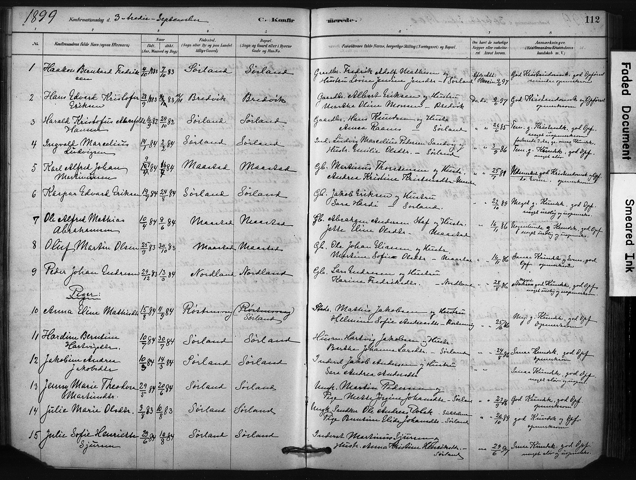 Ministerialprotokoller, klokkerbøker og fødselsregistre - Nordland, AV/SAT-A-1459/807/L0122: Parish register (official) no. 807A05, 1880-1902, p. 112