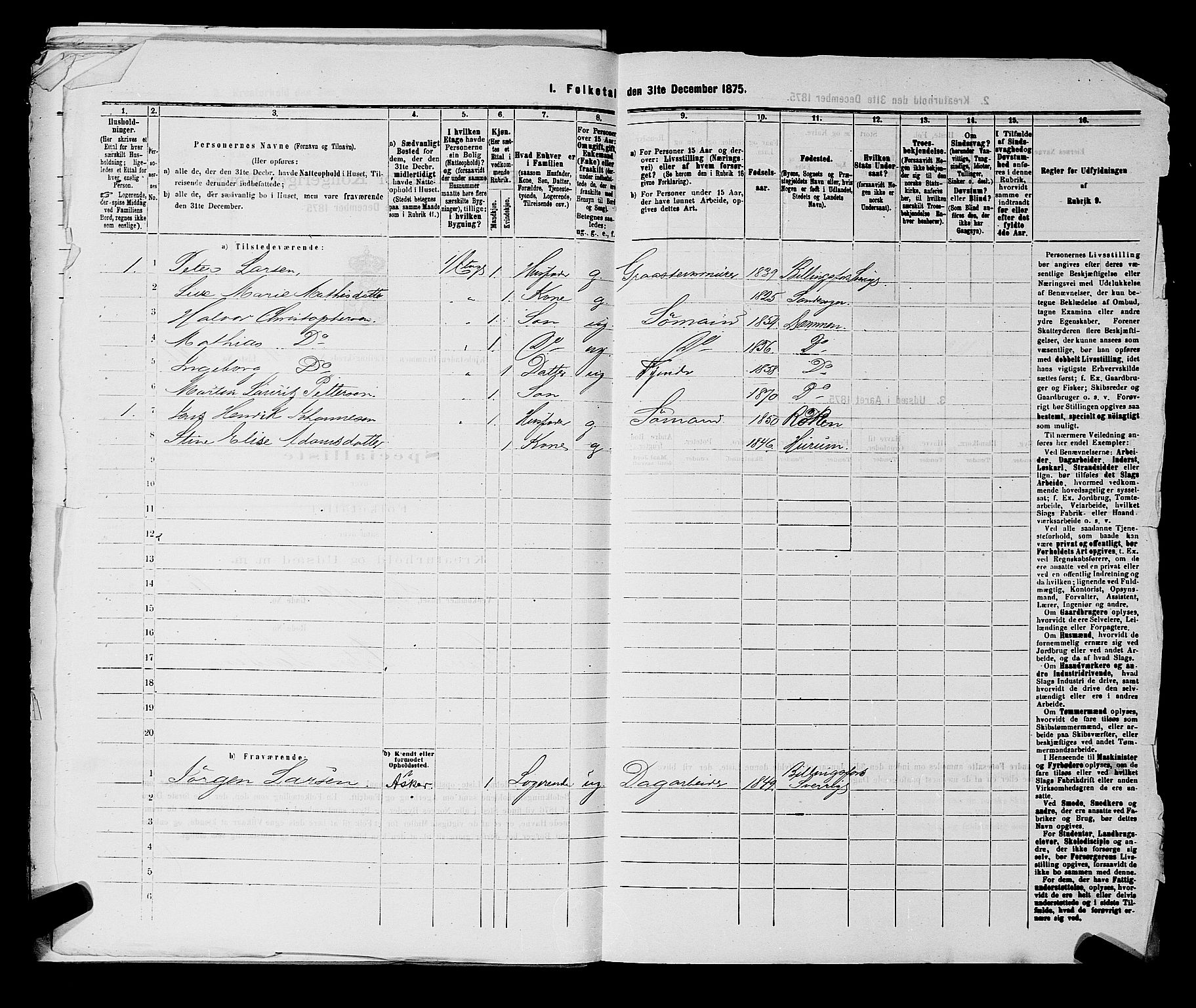 SAKO, 1875 census for 0602 Drammen, 1875, p. 2544