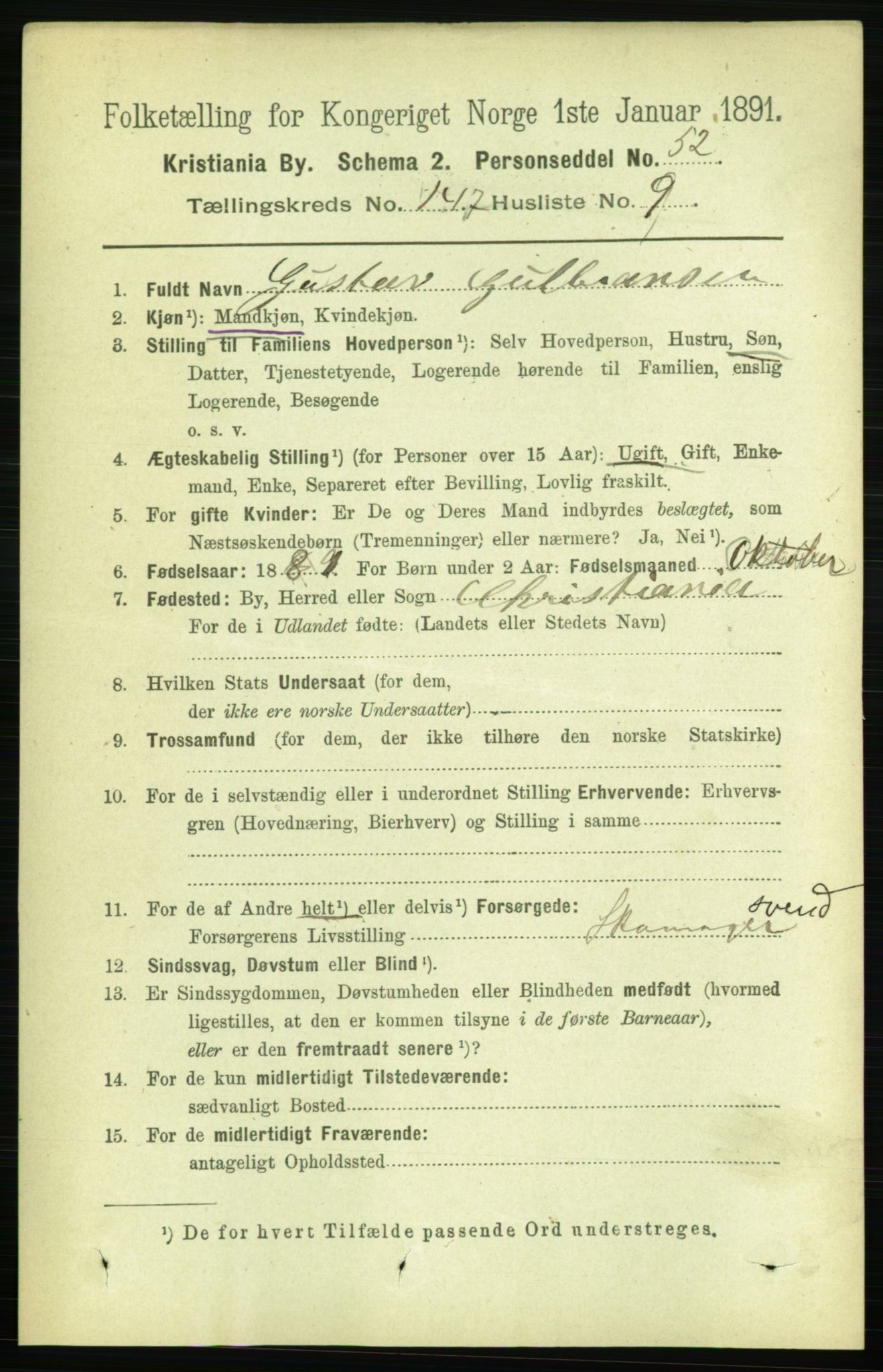 RA, 1891 census for 0301 Kristiania, 1891, p. 81853