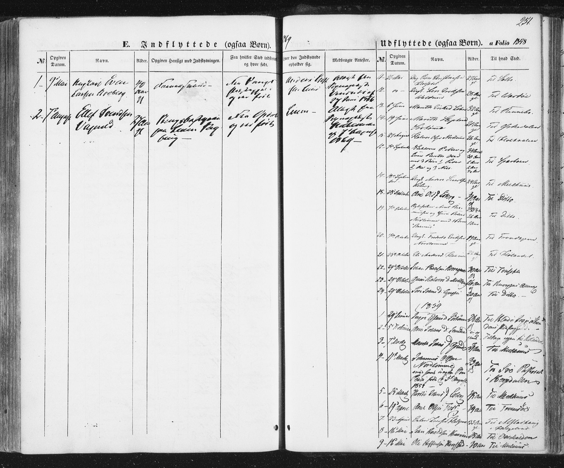 Ministerialprotokoller, klokkerbøker og fødselsregistre - Sør-Trøndelag, SAT/A-1456/692/L1103: Parish register (official) no. 692A03, 1849-1870, p. 251