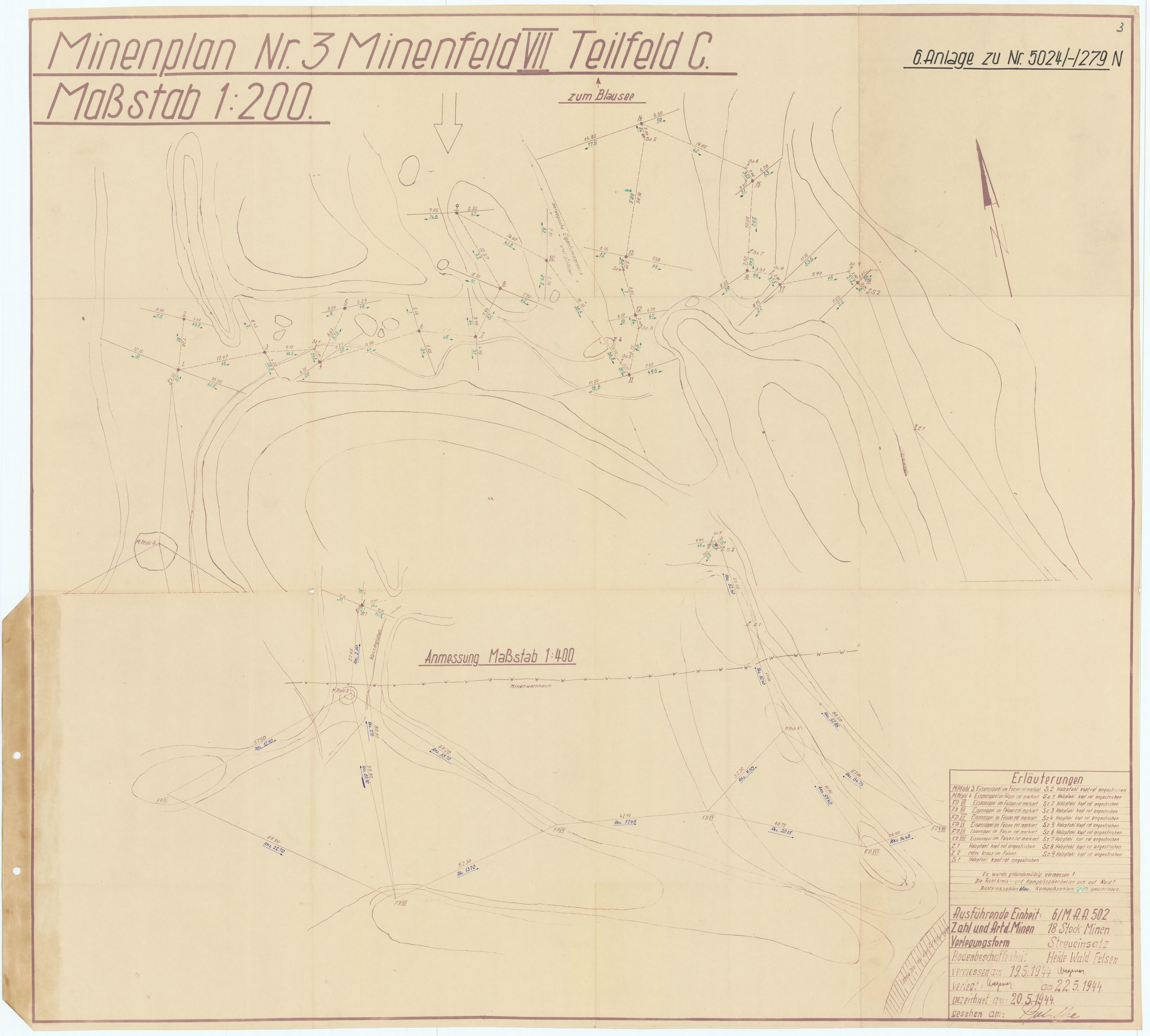 Forsvaret, Sørlandet sjøforsvarsdistrikt, AV/RA-RAFA-3266/F/Fb/Fbf/L0323: Tyske landminefelter, 1945, p. 152