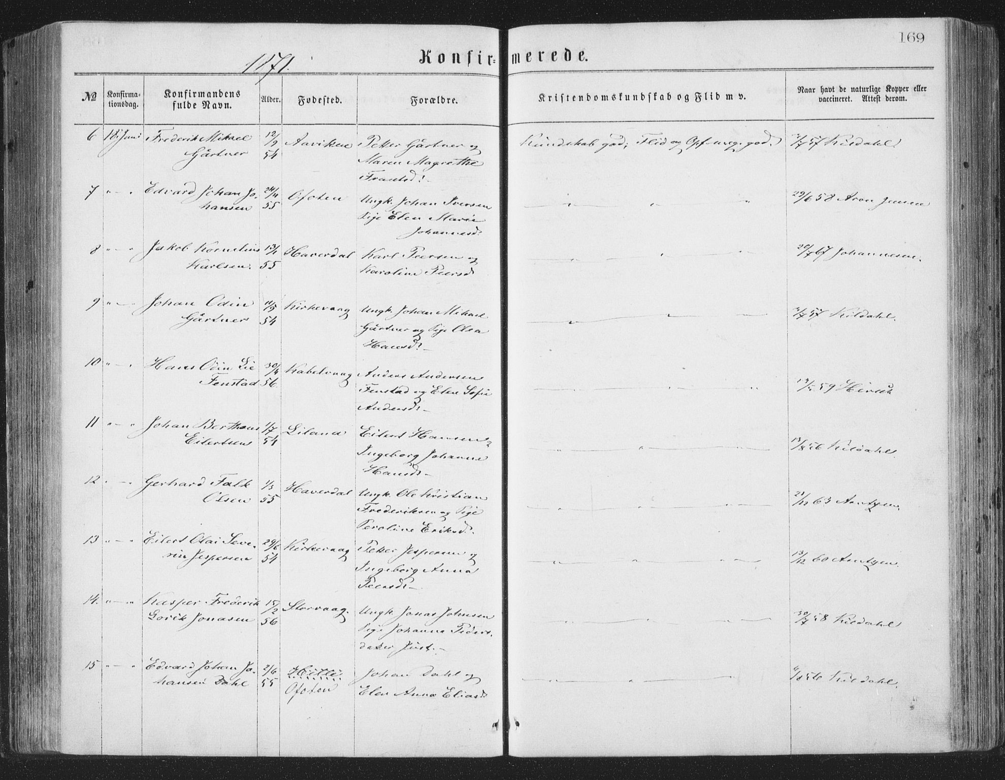 Ministerialprotokoller, klokkerbøker og fødselsregistre - Nordland, AV/SAT-A-1459/874/L1057: Parish register (official) no. 874A01, 1866-1877, p. 169