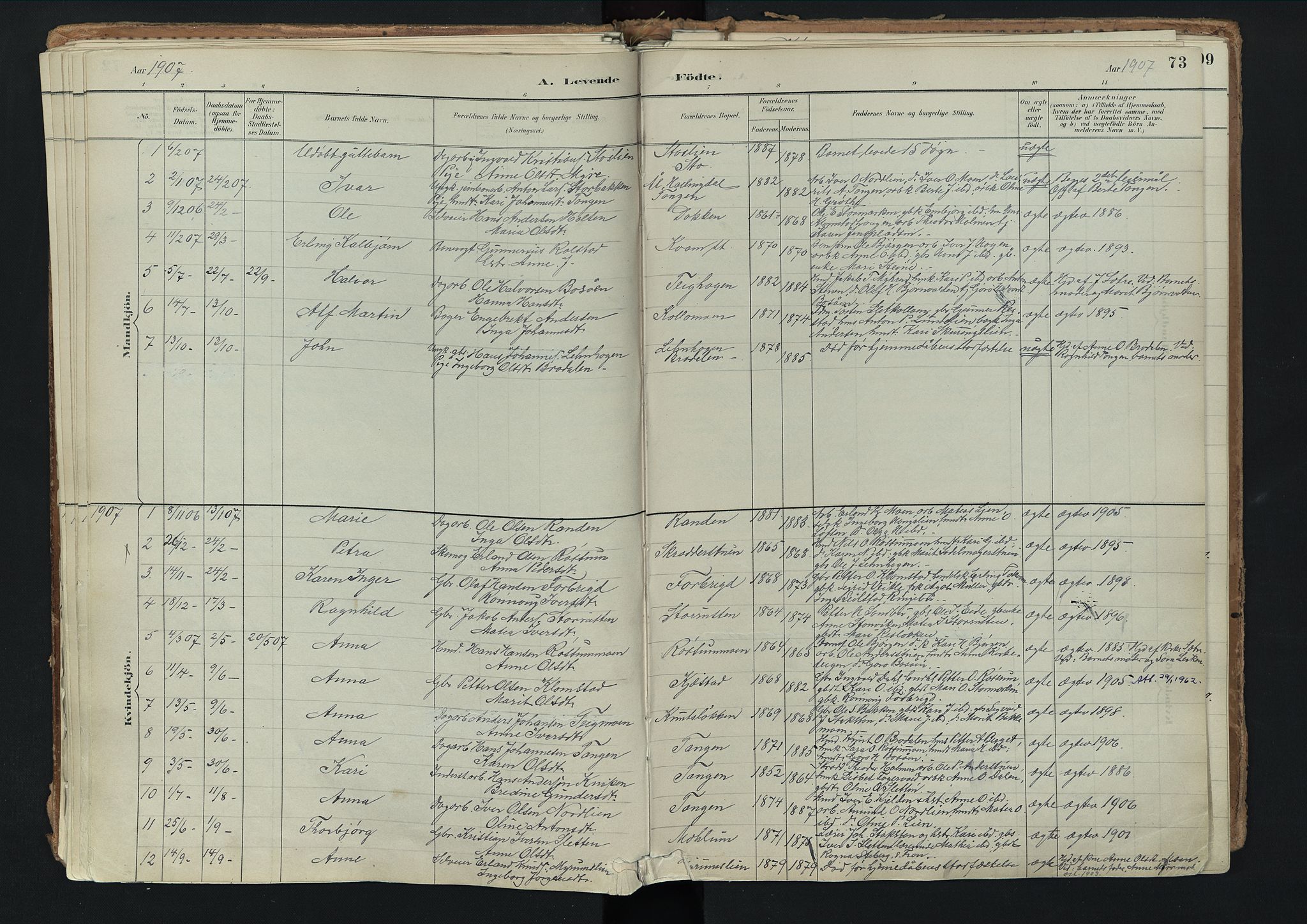 Nord-Fron prestekontor, SAH/PREST-080/H/Ha/Haa/L0003: Parish register (official) no. 3, 1884-1914, p. 73